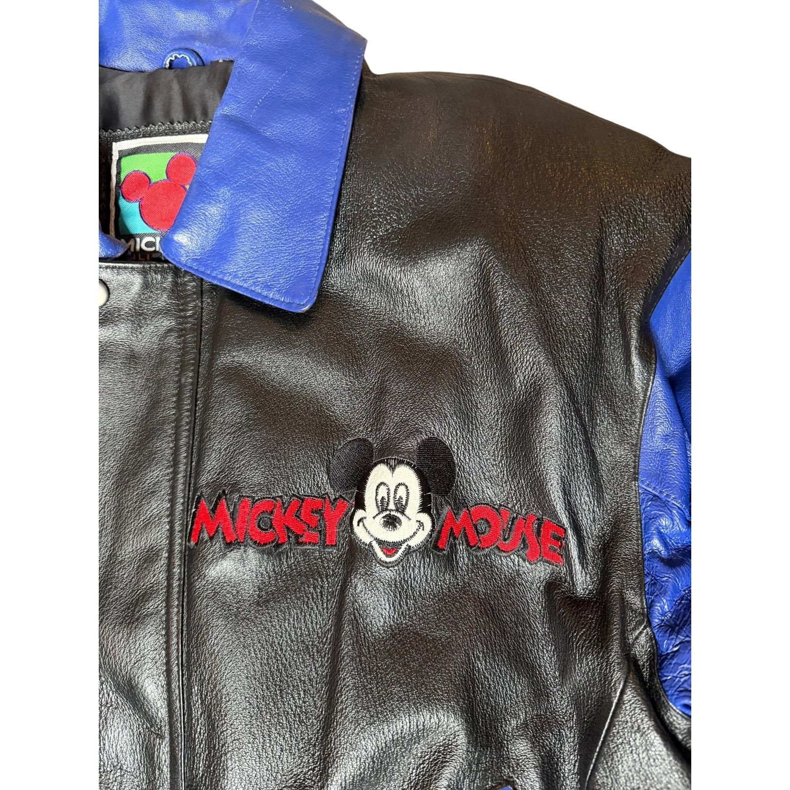 Disney × Vintage Vintage Disney Mickey Mouse & Friends Leather Bomber Jacket Size US S / EU 44-46 / 1 - 3 Thumbnail
