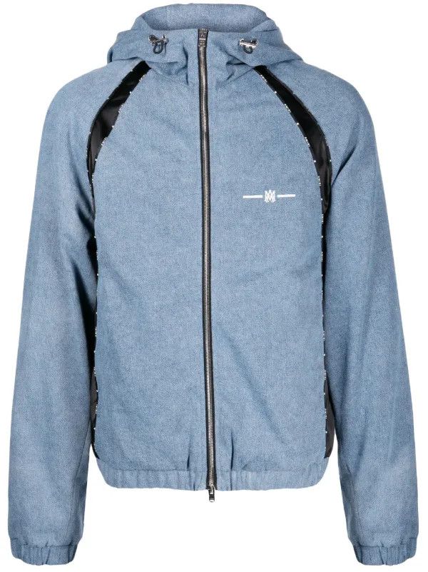 o1gr1nt0525 Satin/Denim Track Jacket in Blue/Black