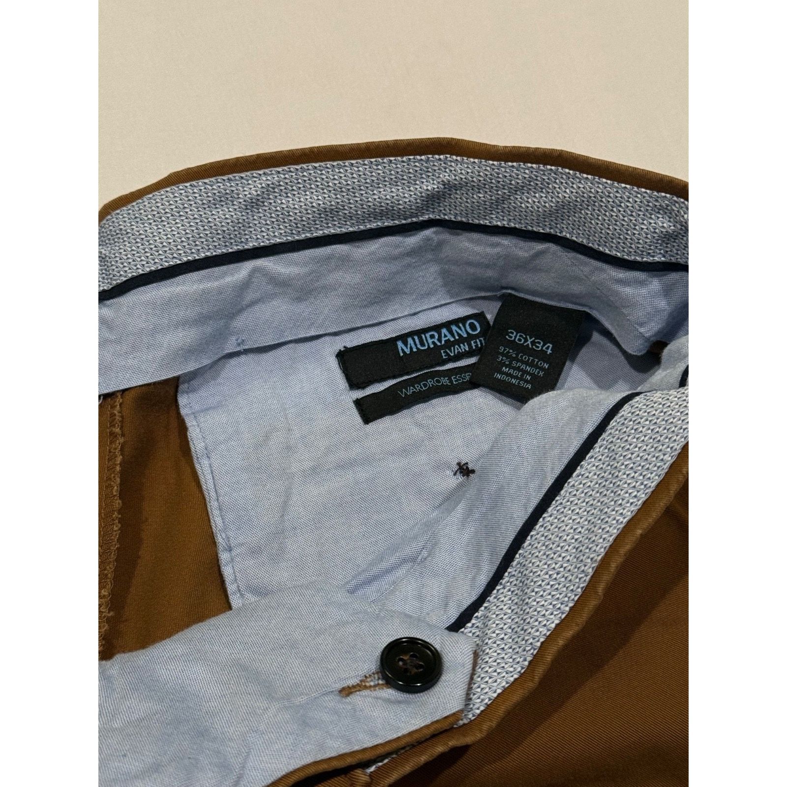 Murano Murano Alex Slim Fit Flat Stretch Chino Pants Brown 36x34 Size US 36 / EU 52 - 4 Thumbnail