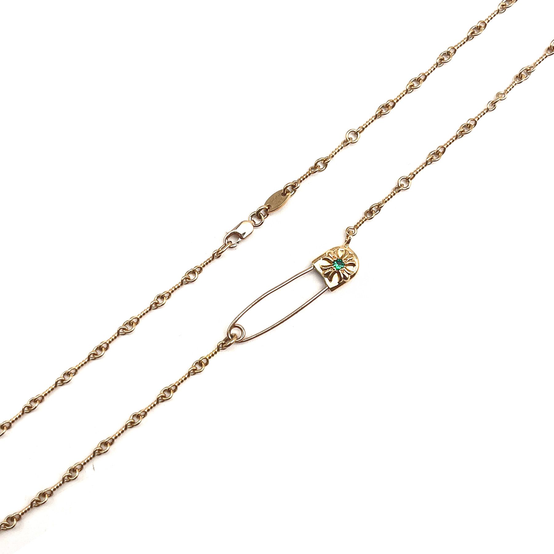 Chrome Hearts Chrome Hearts 22K Gold Emerald Safety Pin Necklace Size ONE SIZE - 2 Thumbnail