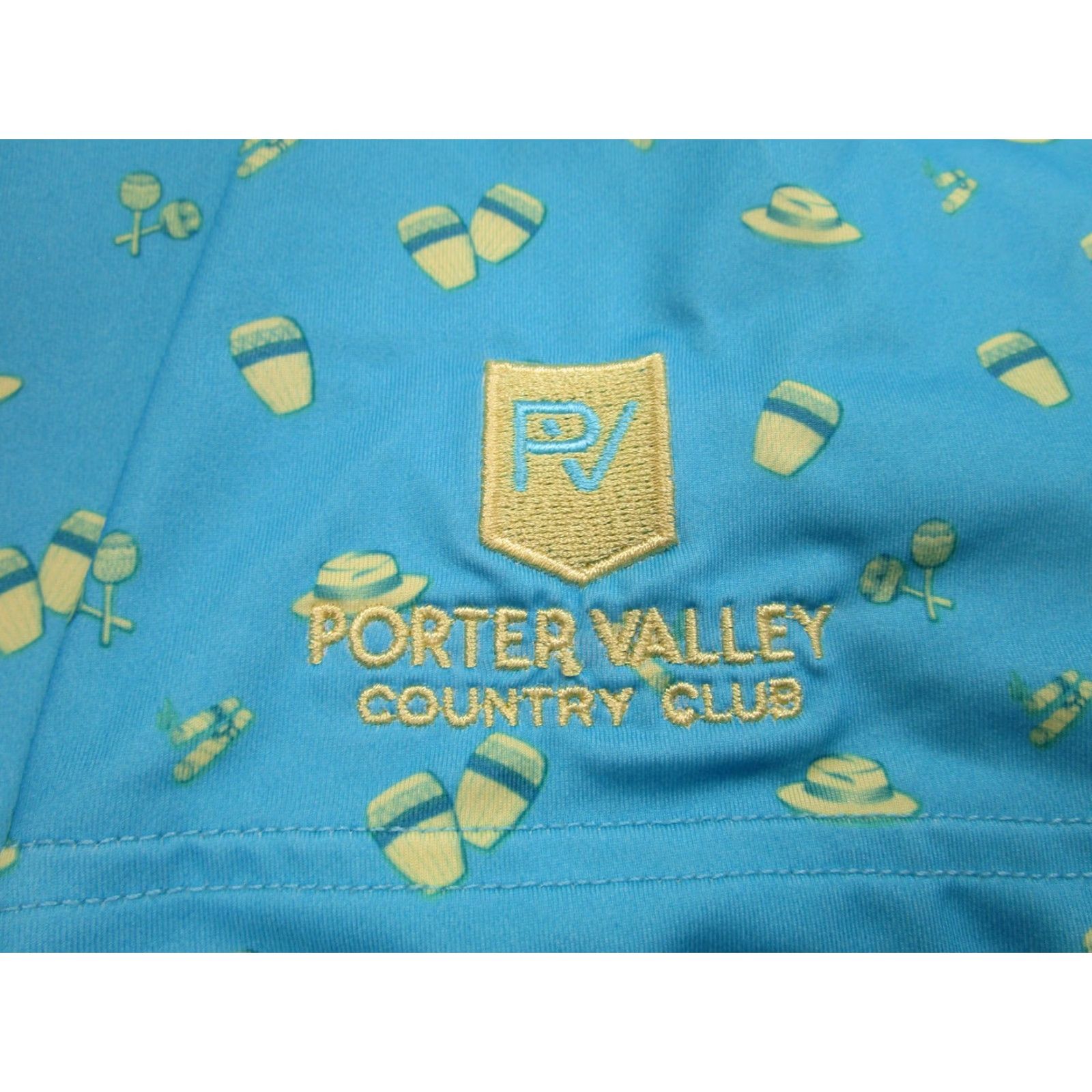 Vintage Straight Down Performance Polo Shirt Mens Large Blue Golf Porter Valley CC Print Size US L / EU 52-54 / 3 - 3 Thumbnail