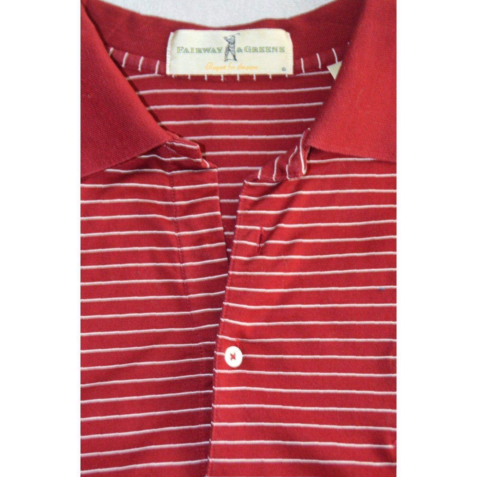 Vintage Fairway & Greene Polo Shirt XL Burgundy Striped Casual Short Sleeve Shirt Men XL Red Striped Polo Golf 100% Cotton Embroidered Logo Vintage Size US XL / EU 56 / 4 - 3 Thumbnail