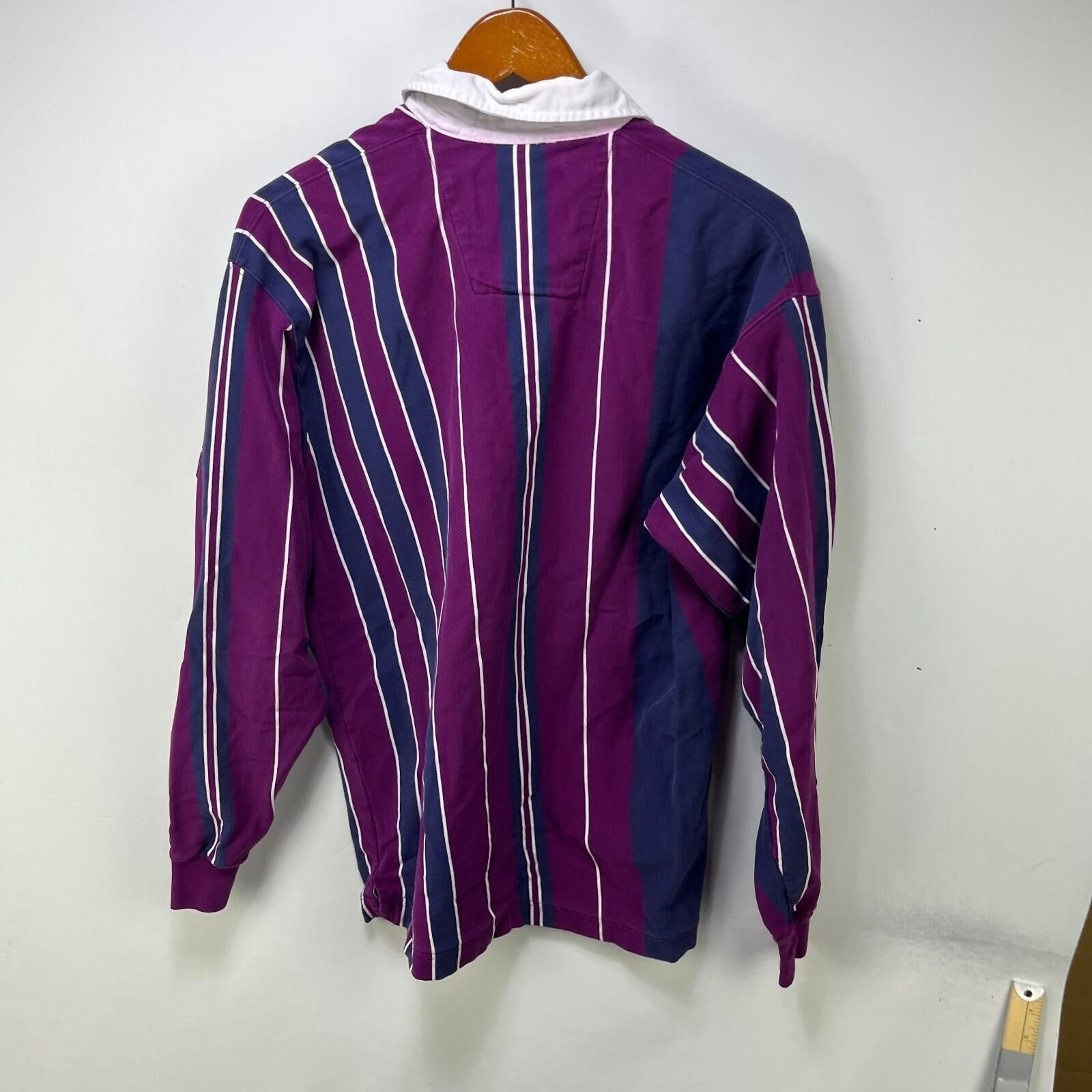 Vintage Vintage 90s Purple Stripe Rugby Polo Shirt Medium Size US M / EU 48-50 / 2 - 7 Thumbnail