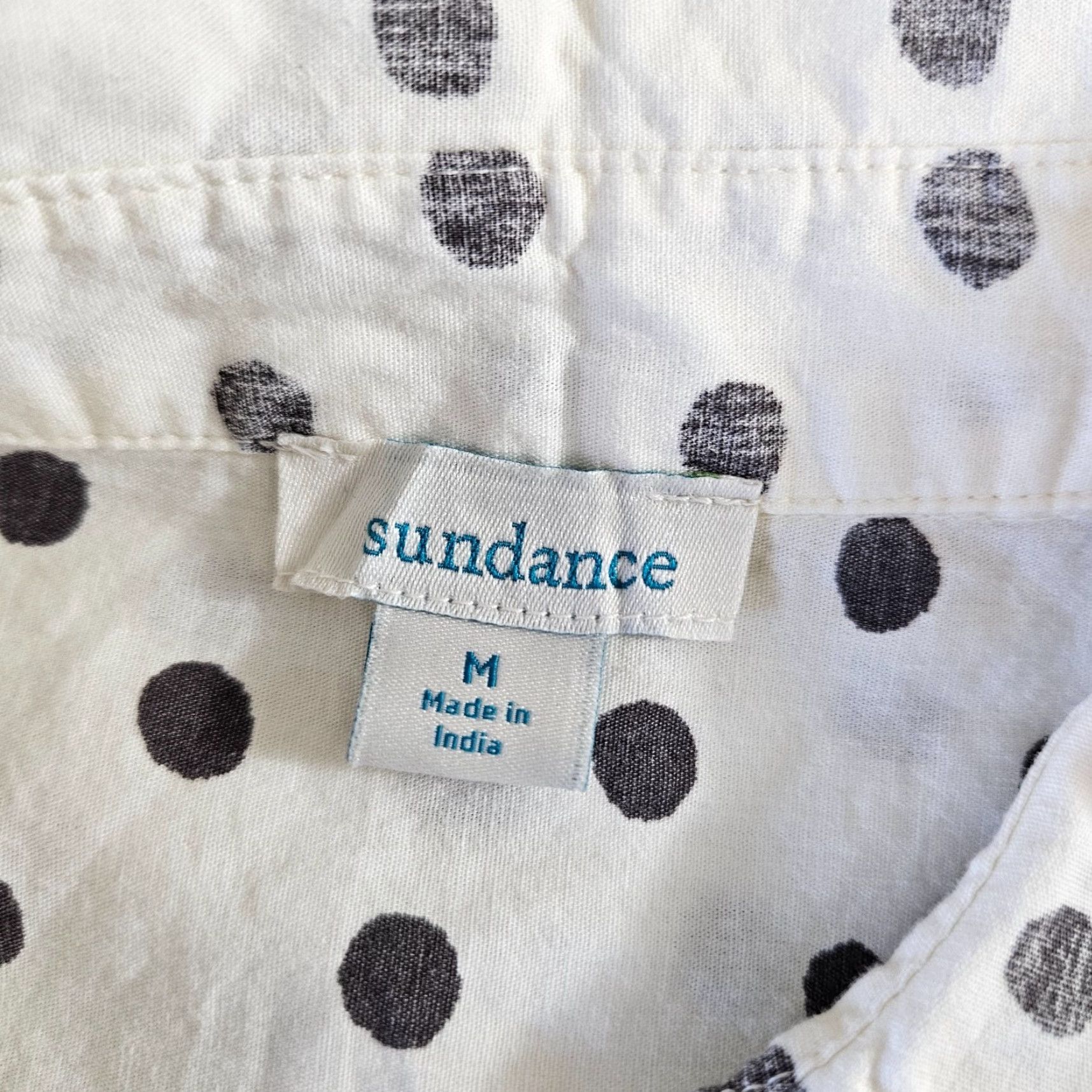 Vintage **Sundance Women's Medium Cream Gray Polka Dot Blouse** User: Sundance Women's Medium Cream Gray Polka Dot Blouse Size M / US 6-8 / IT 42-44 - 5 Thumbnail