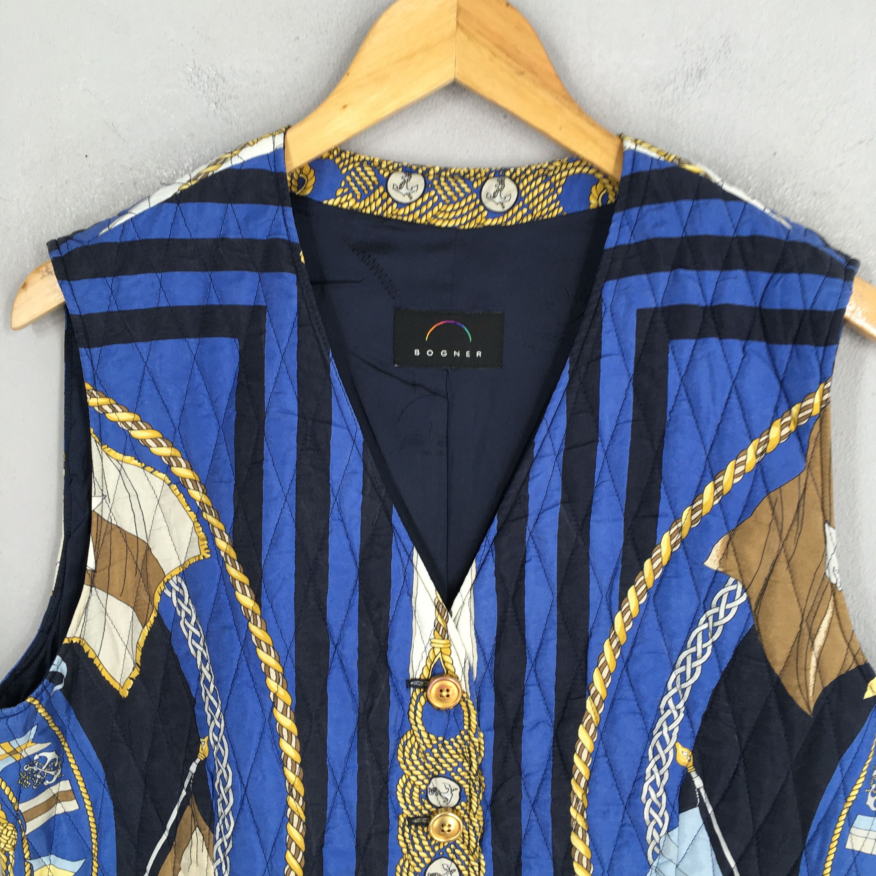 Bogner Vintage 90s Bogner Baroque Novelty Blue Vest Jacket Medium Size US M / EU 48-50 / 2 - 2 Thumbnail