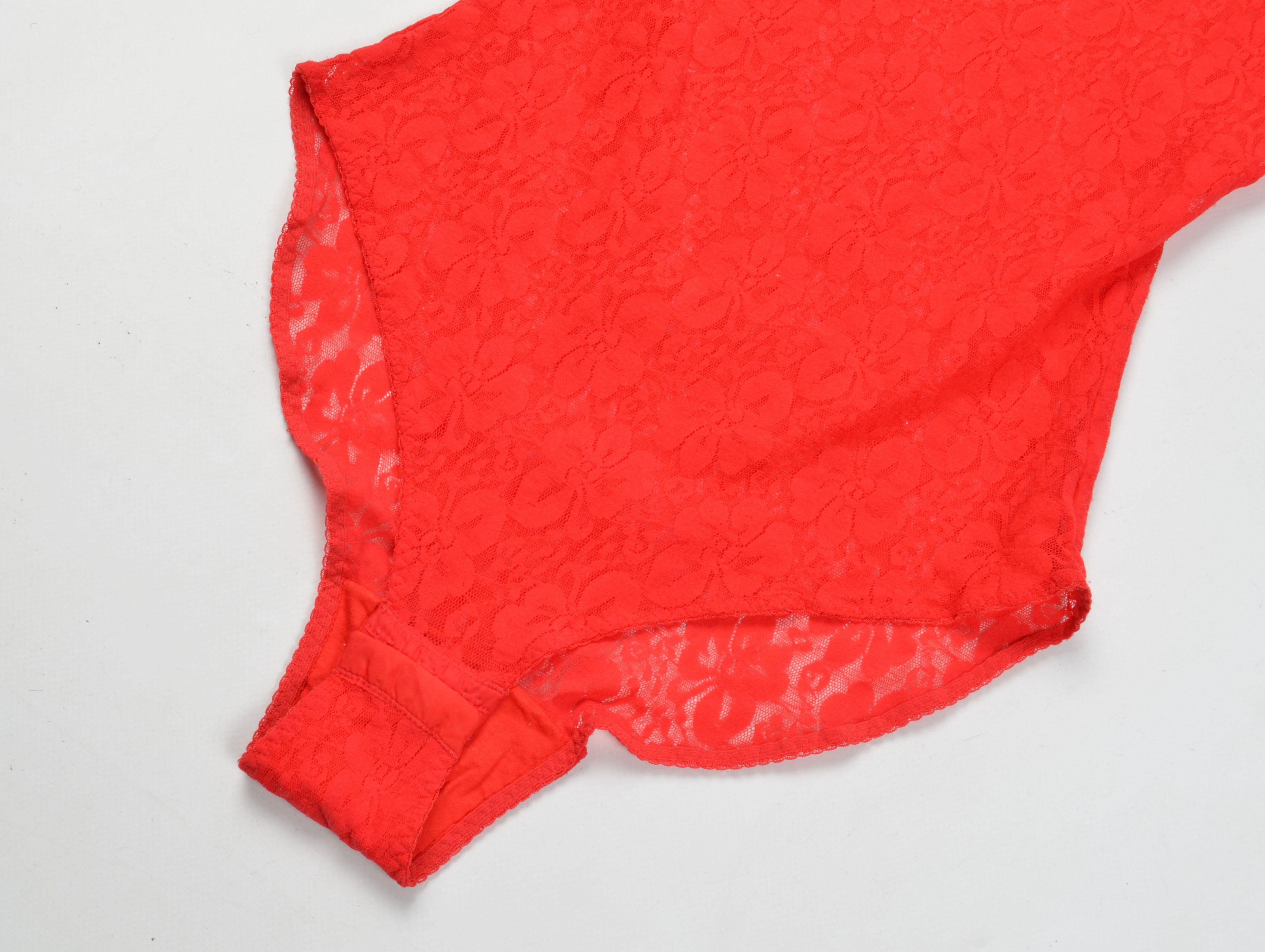 Vintage Vintage Roberta 90's Coquette Lace Red Bodysuit Size ONE SIZE - 6 Thumbnail