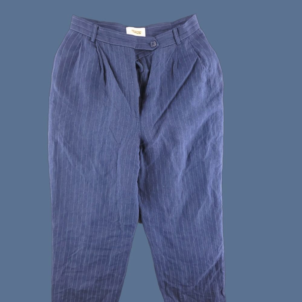 Talbots Talbots Linen Pants Womens 4 Navy Blue Pinstripe High Rise Waist Chino Pants XS-XL? Size 27" / US 4 / IT 40 - 1 Thumbnail