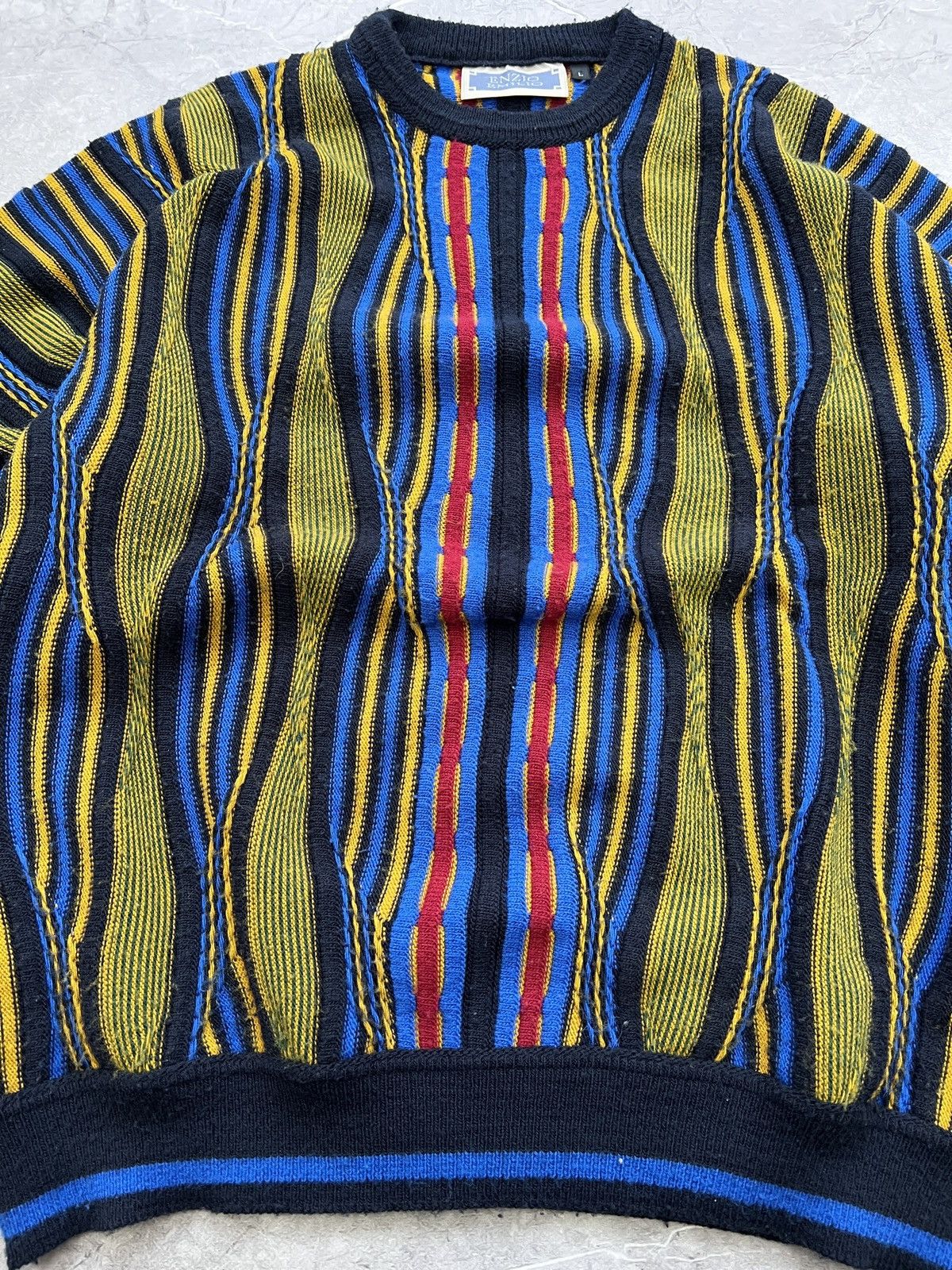 Other Vintage 90s cable knit multicolour Coogi style sweater Size US L / EU 52-54 / 3 - 10 Thumbnail