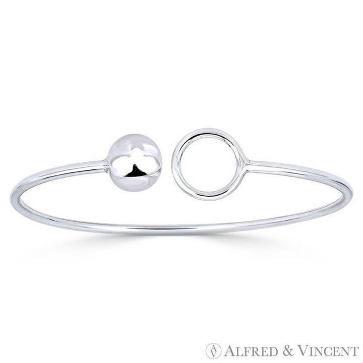Other 10mm Ball Bead & 13mm Circle Ring Open-Cuff Bangle Size ONE SIZE - 1 Preview