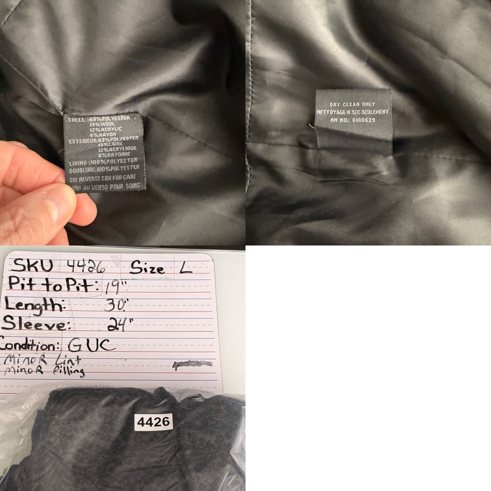 Steve Madden Steve Madden Womens L Pea Coat Grey Black Damask Ruffle Funnel Neck Wool Blend Coat Women L Gray Charcoal Size L / US 10 / IT 46 - 8 Thumbnail