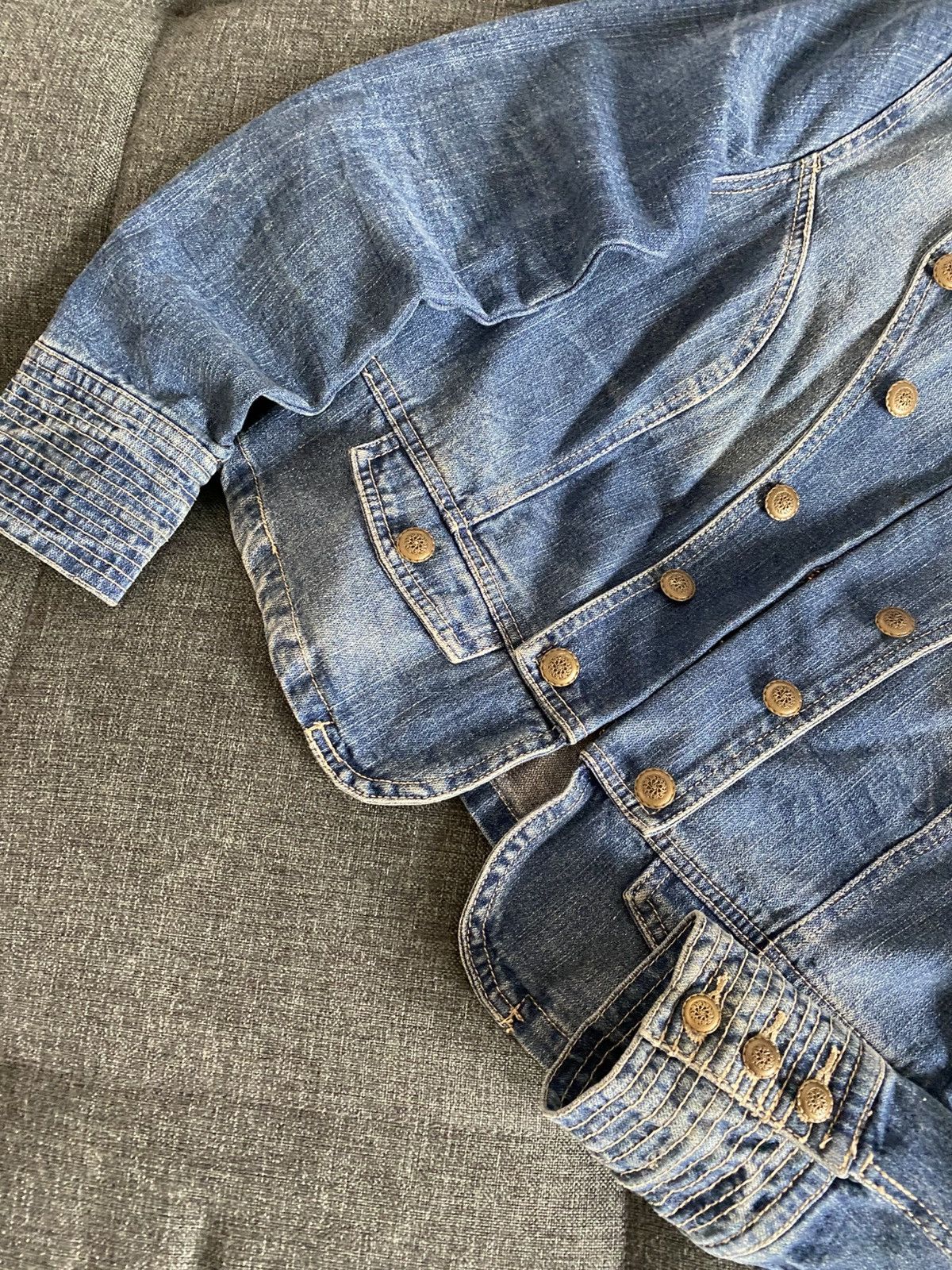 If Six Was Nine Vintage Denim Military Napoleon Jacket Faded Washed Japanese Size L / US 10 / IT 46 - 9 Thumbnail