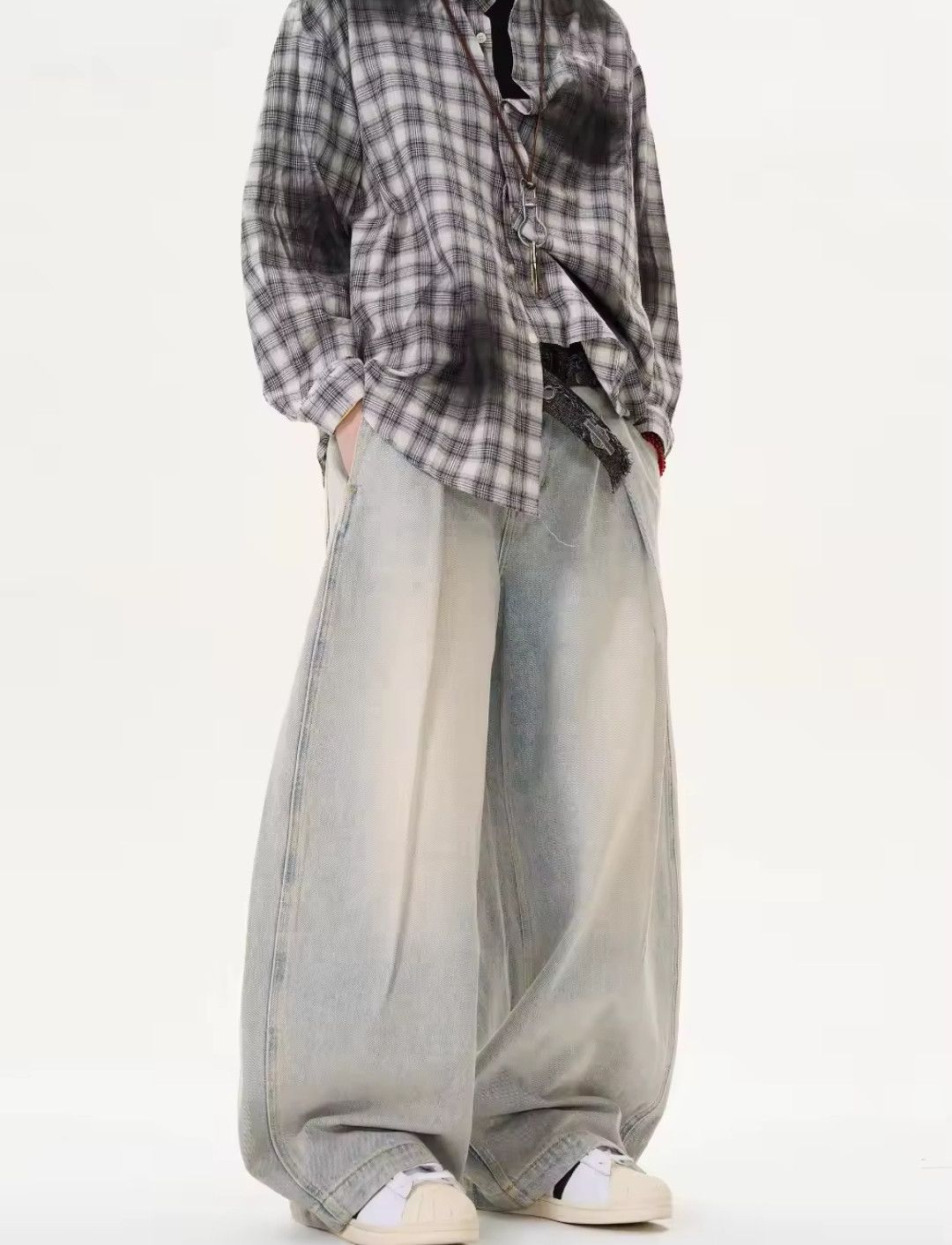 Japanese Brand × Vintage Jeans Baggy Double Pleated Straight Wide Leg Vintage Size US 30 / EU 46 - 2 Thumbnail