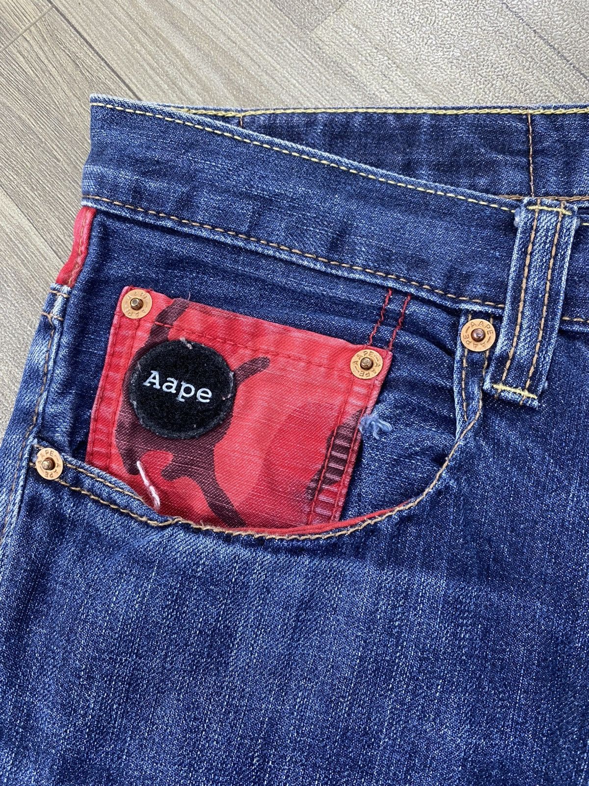 Aape Vintage Aape By A Bathing Ape Bape Embroidery Selvedge Denim Size US 32 / EU 48 - 16 Thumbnail