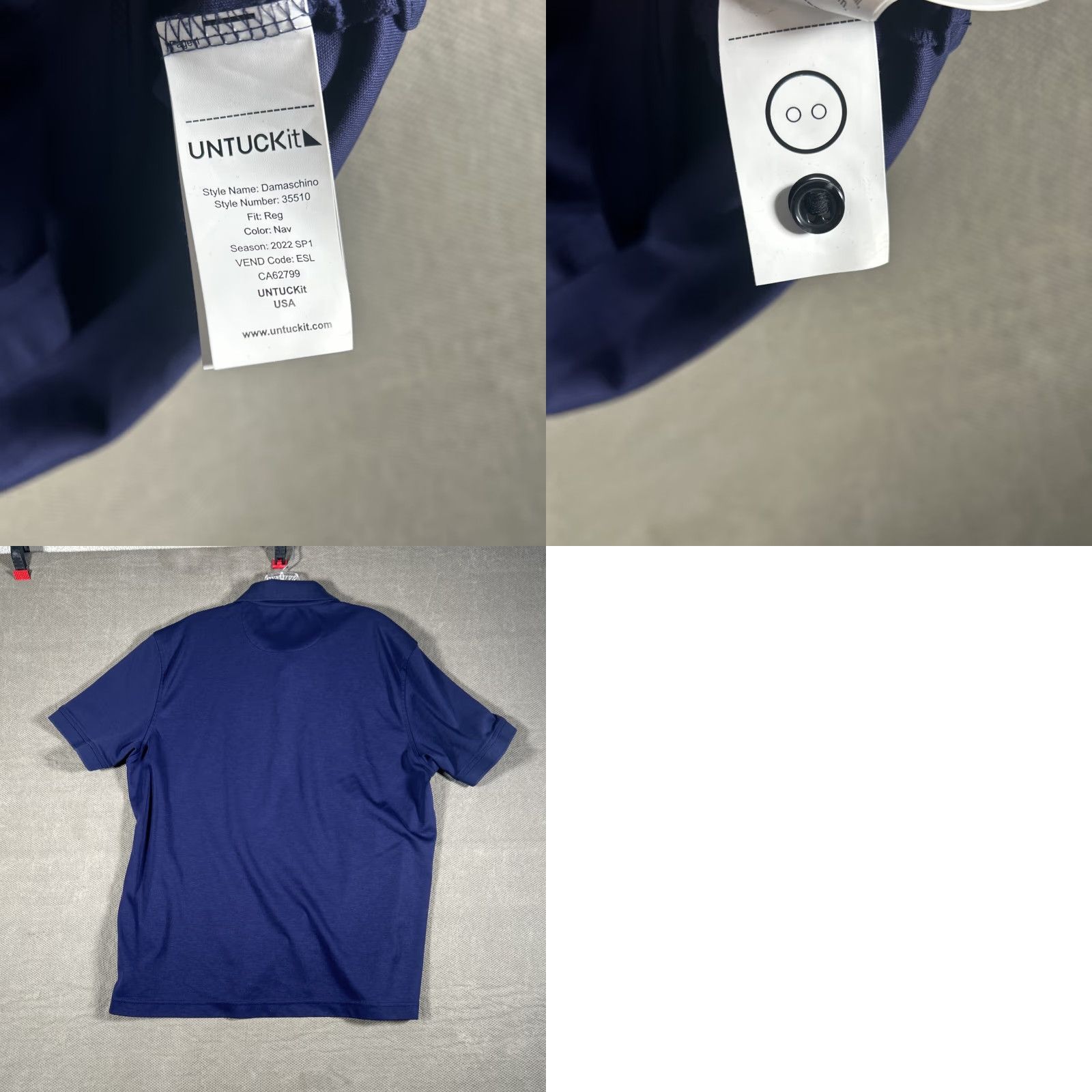 UNTUCKit UNTUCKit Polo Shirt Mens L Navy Blue Stretch Cotton Short Sleeve Performance Size US L / EU 52-54 / 3 - 8 Thumbnail