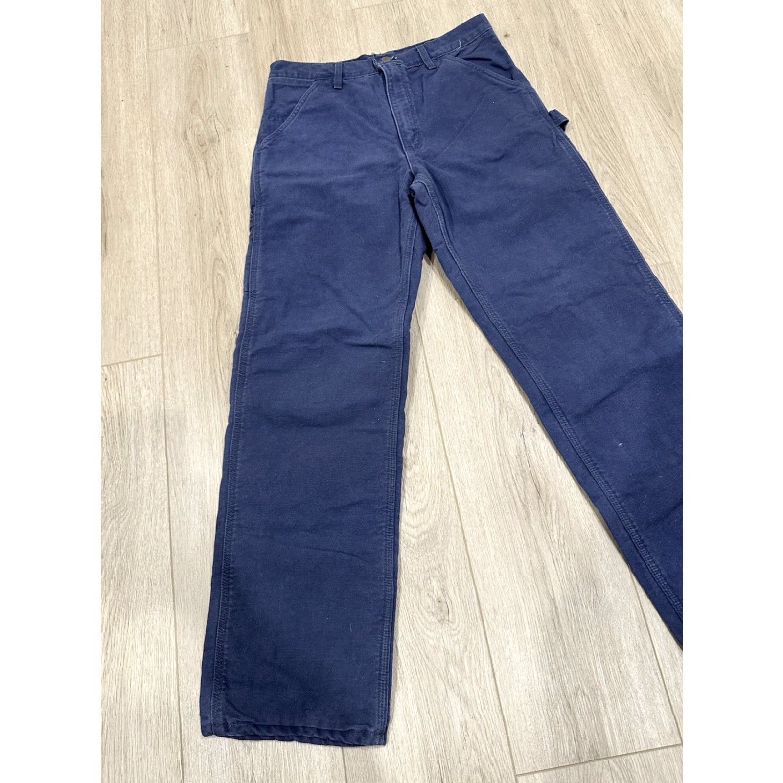 Carhartt Carhartt Washed Duck Dungaree Flannel Lined Work Pants B111 PTL Blue Mens 32x31 Size US 32 / EU 48 - 3 Thumbnail