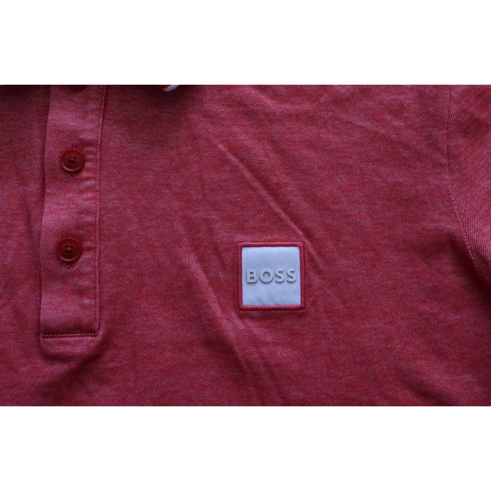 Hugo Boss HUGO BOSS POLO SHIRT Casual PEOXFORD Red Cotton 2XL Mens Slim Short Sleeve Button Collared XXL Look Like XL Size US XXL / EU 58 / 5 - 3 Thumbnail