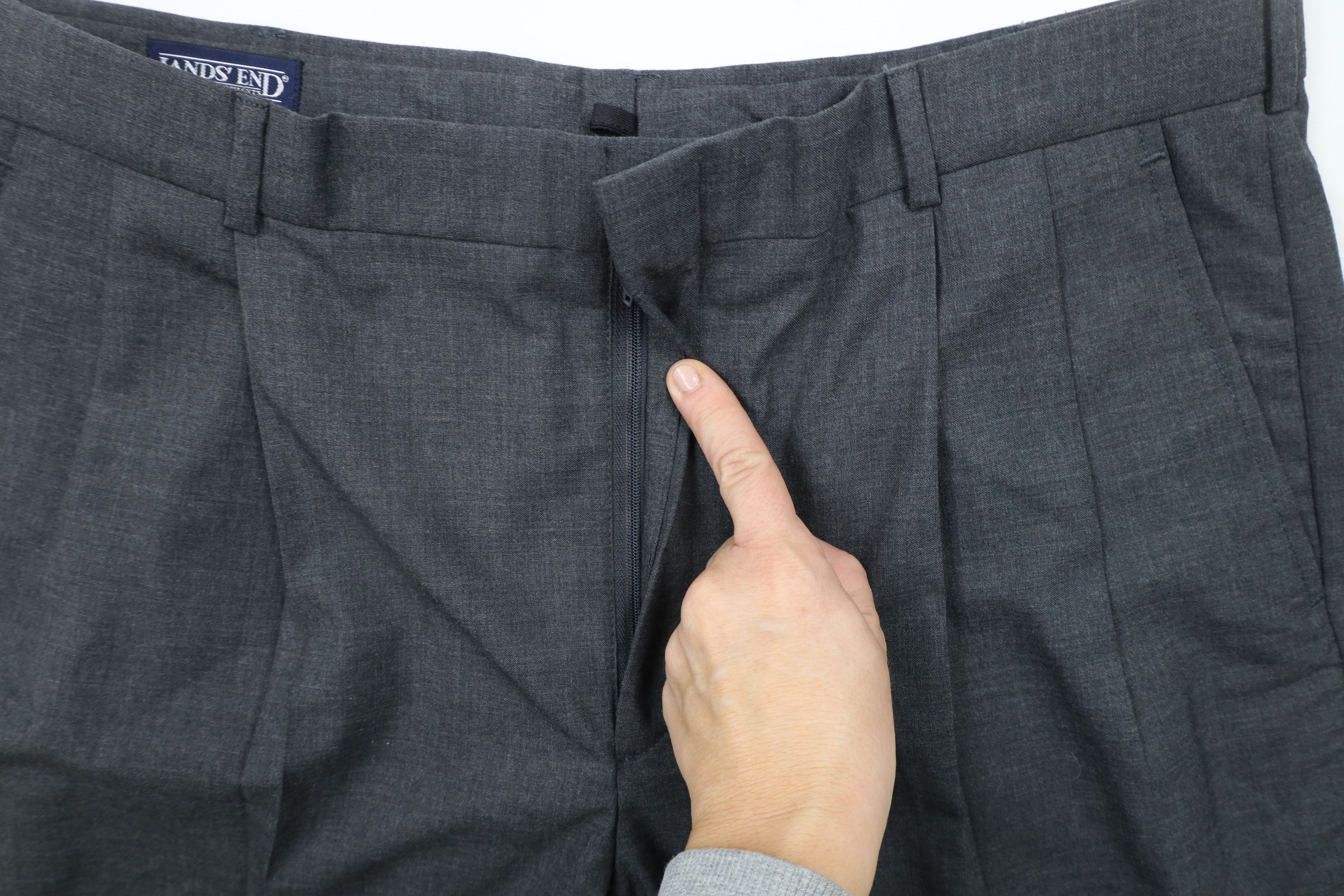 Lands' End × Vintage Deadstock Vintage 90s Lands End Wool Wide Leg Chino Pants Size US 36 / EU 52 - 2 Thumbnail
