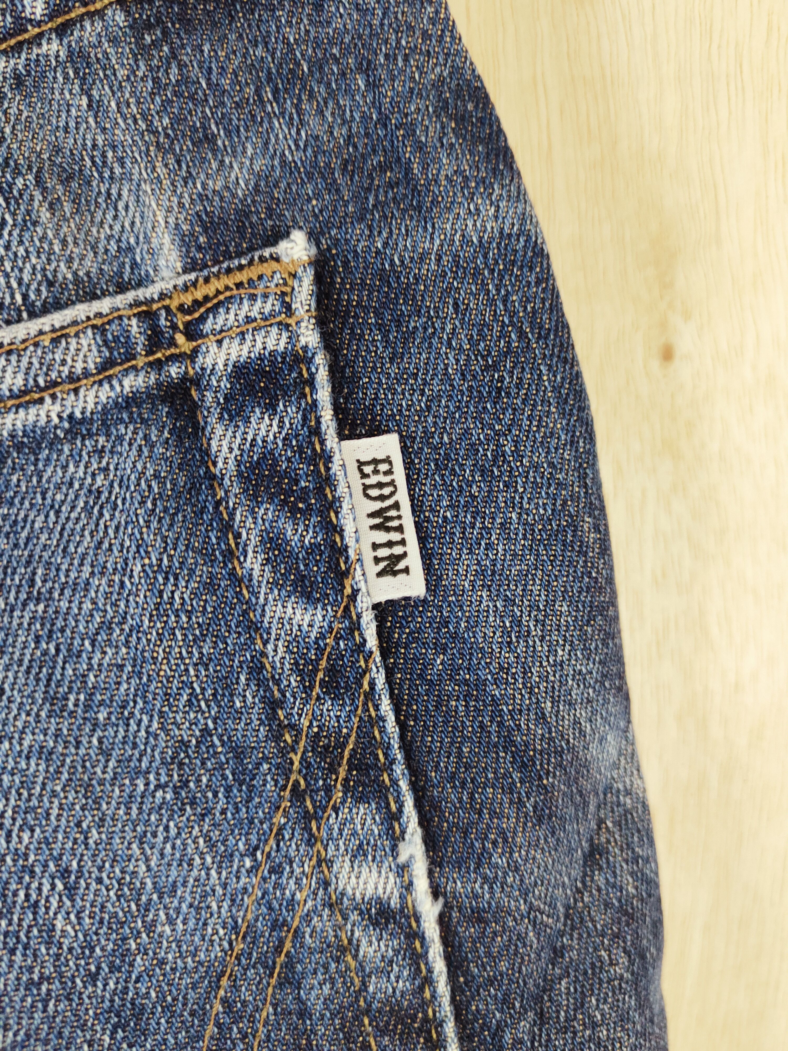Edwin Edwin Dark Blue Distressed Ripped Jeans #S2653 Size US 33 - 8 Thumbnail