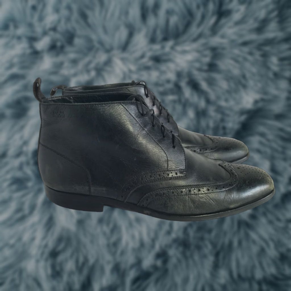 Hugo Boss HUGO BOSS Men’s Black Leather Lace Up Dress Chukka Ankle Boots US 10.5 Size US 11 / EU 44 - 1 Thumbnail