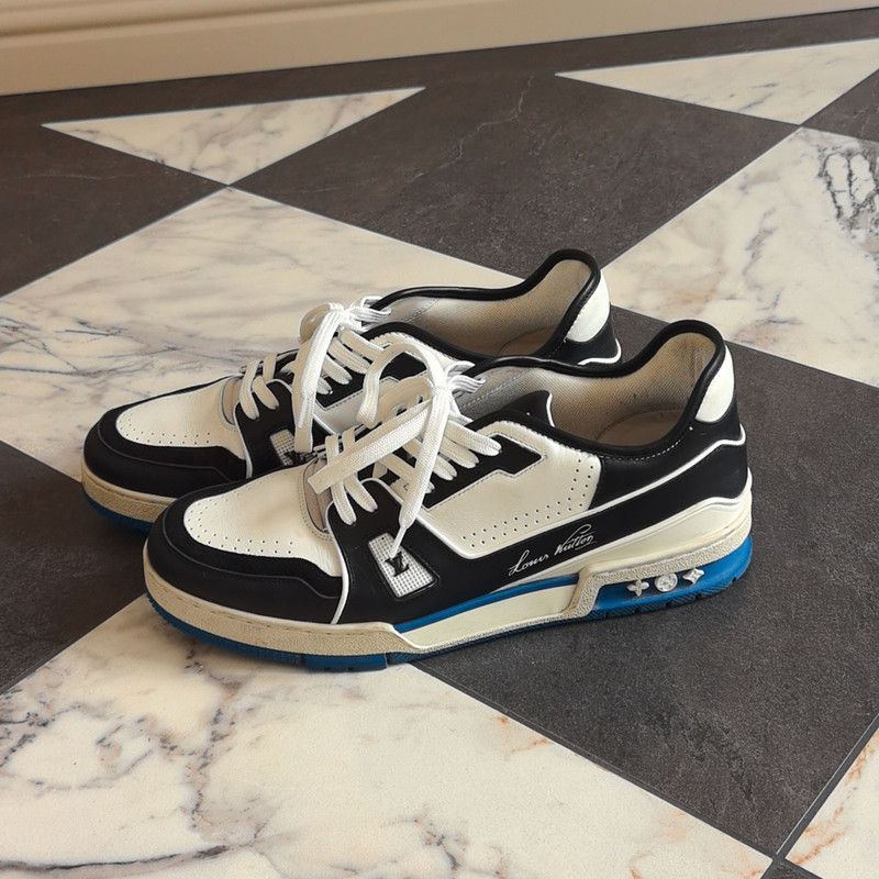 Louis Vuitton Trainer Black and Blue Sneakers 0079