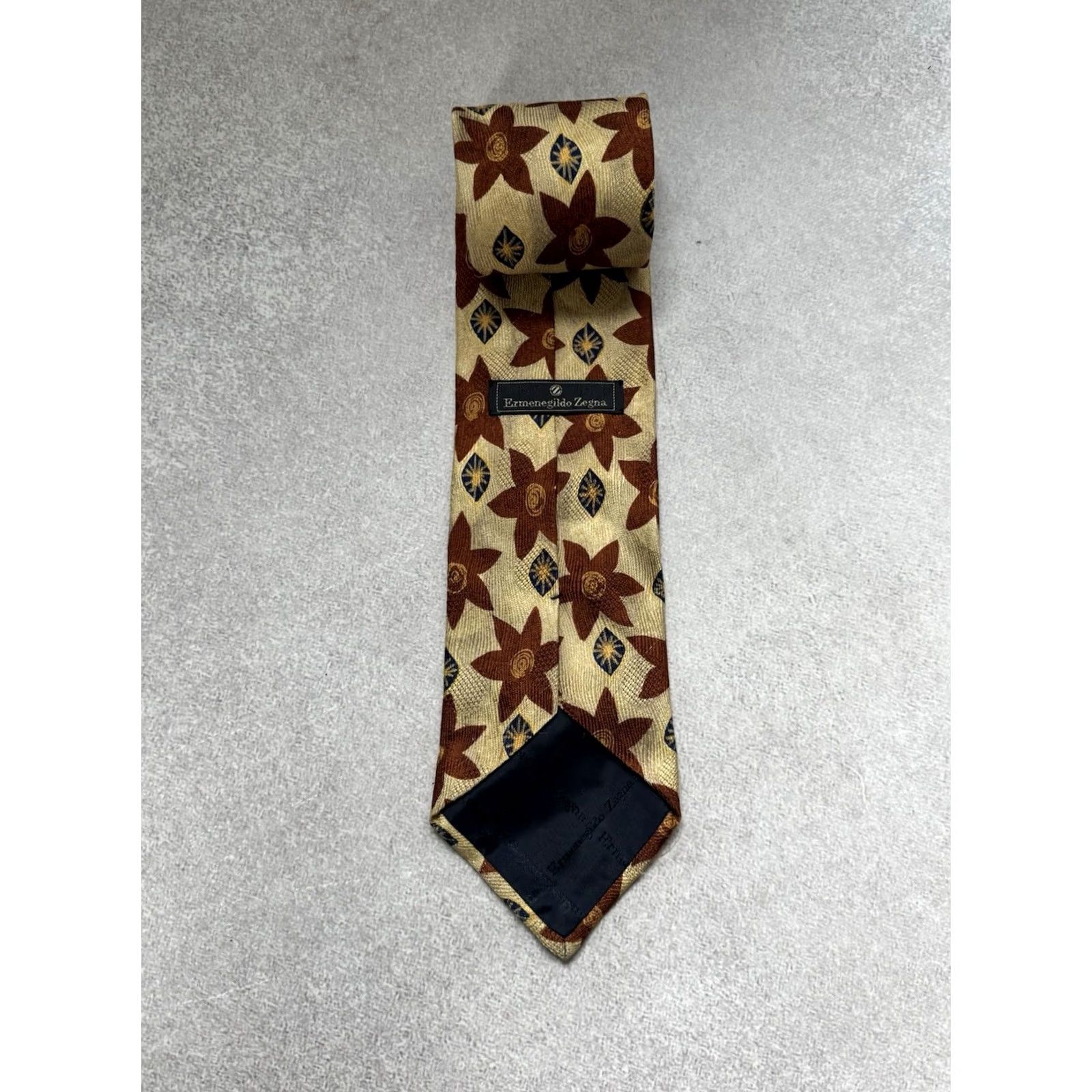 Ermenegildo Zegna VINTAGE Ermenegilão Zegna 100% Silk Flowers Logo Cravat Ties Men Size ONE SIZE - 4 Thumbnail