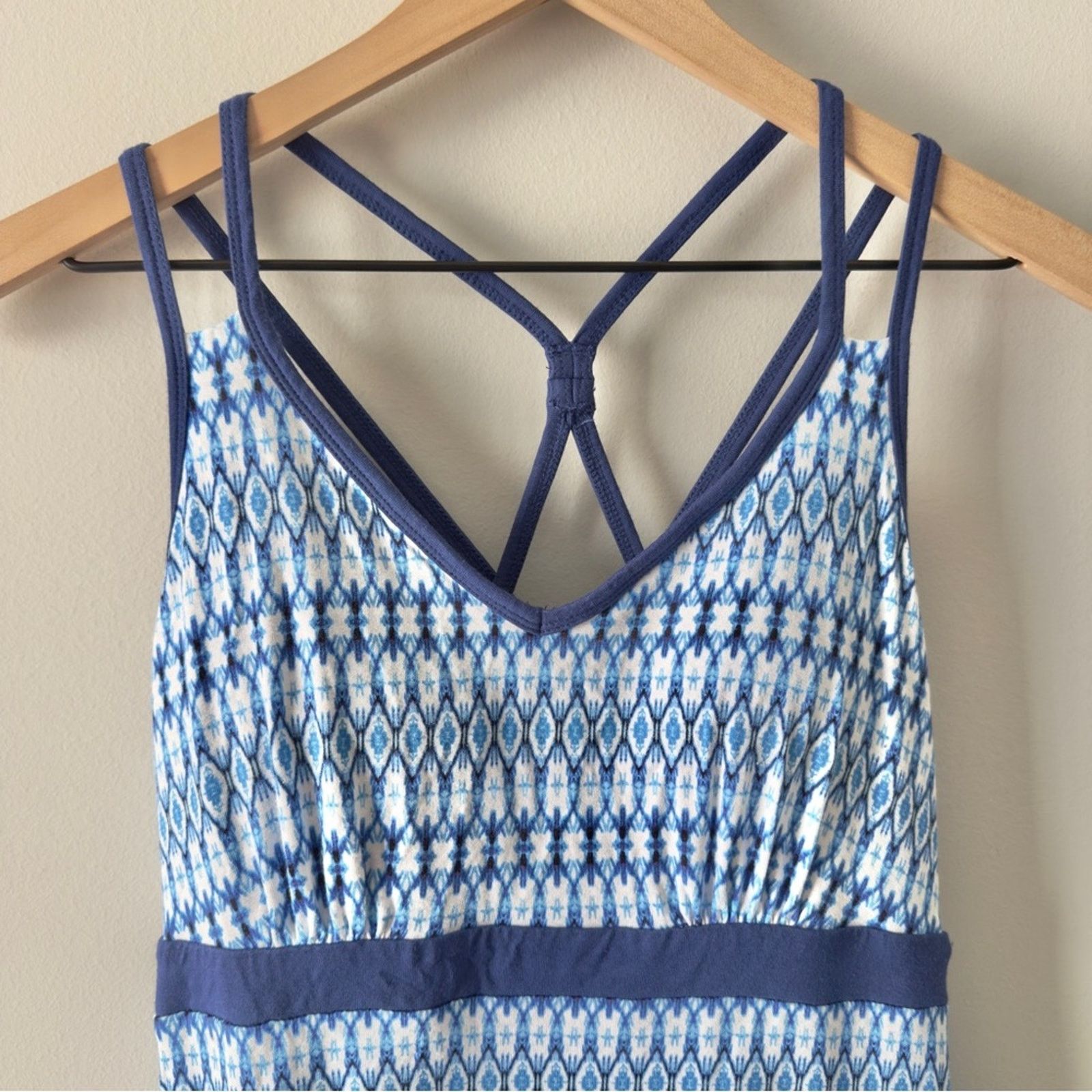 Other Dakini Blue White Patterned Babydoll Dress Mini Knee Length Size S / US 4 / IT 40 - 5 Thumbnail