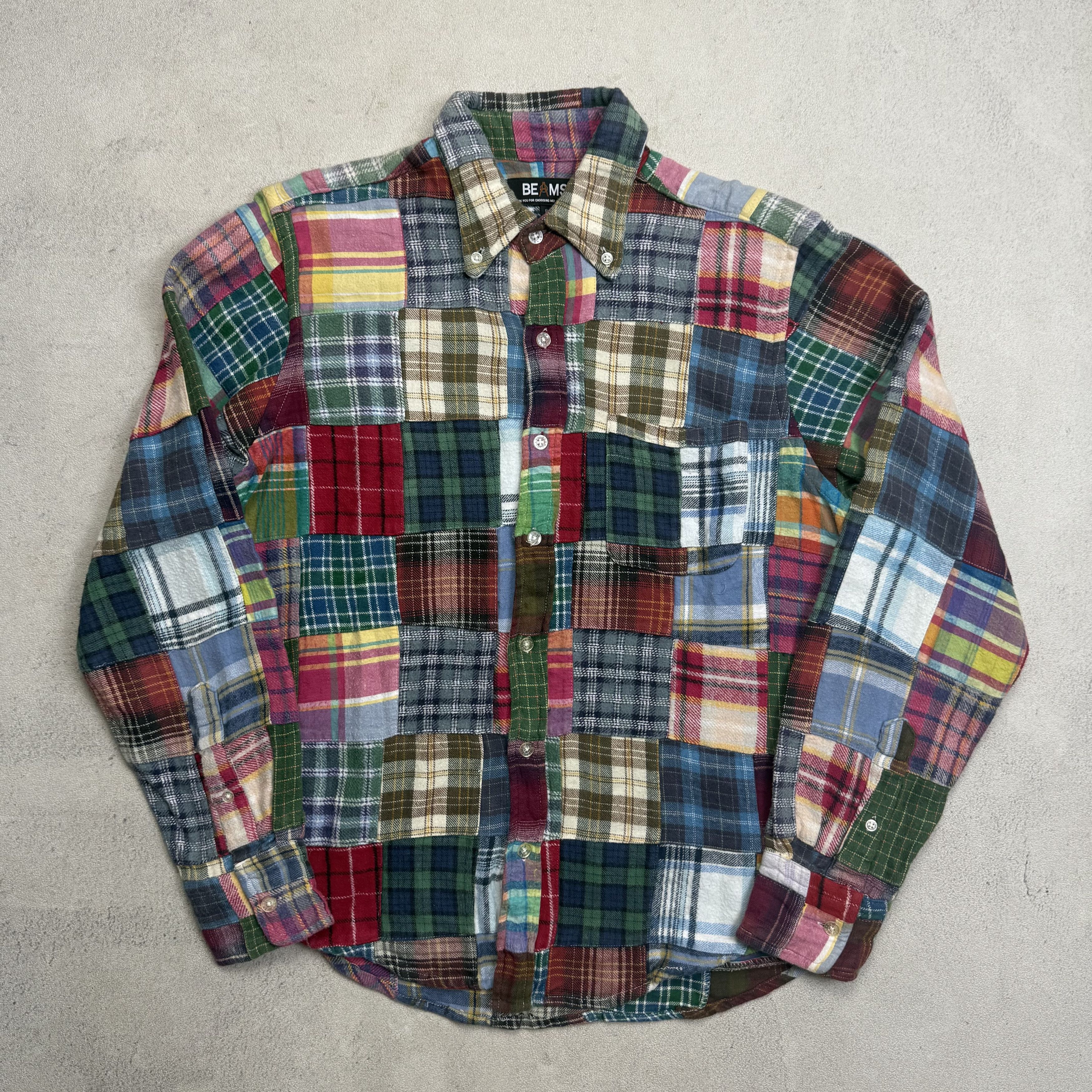 Beams Japan Patchwork Madris Button Down Shirt