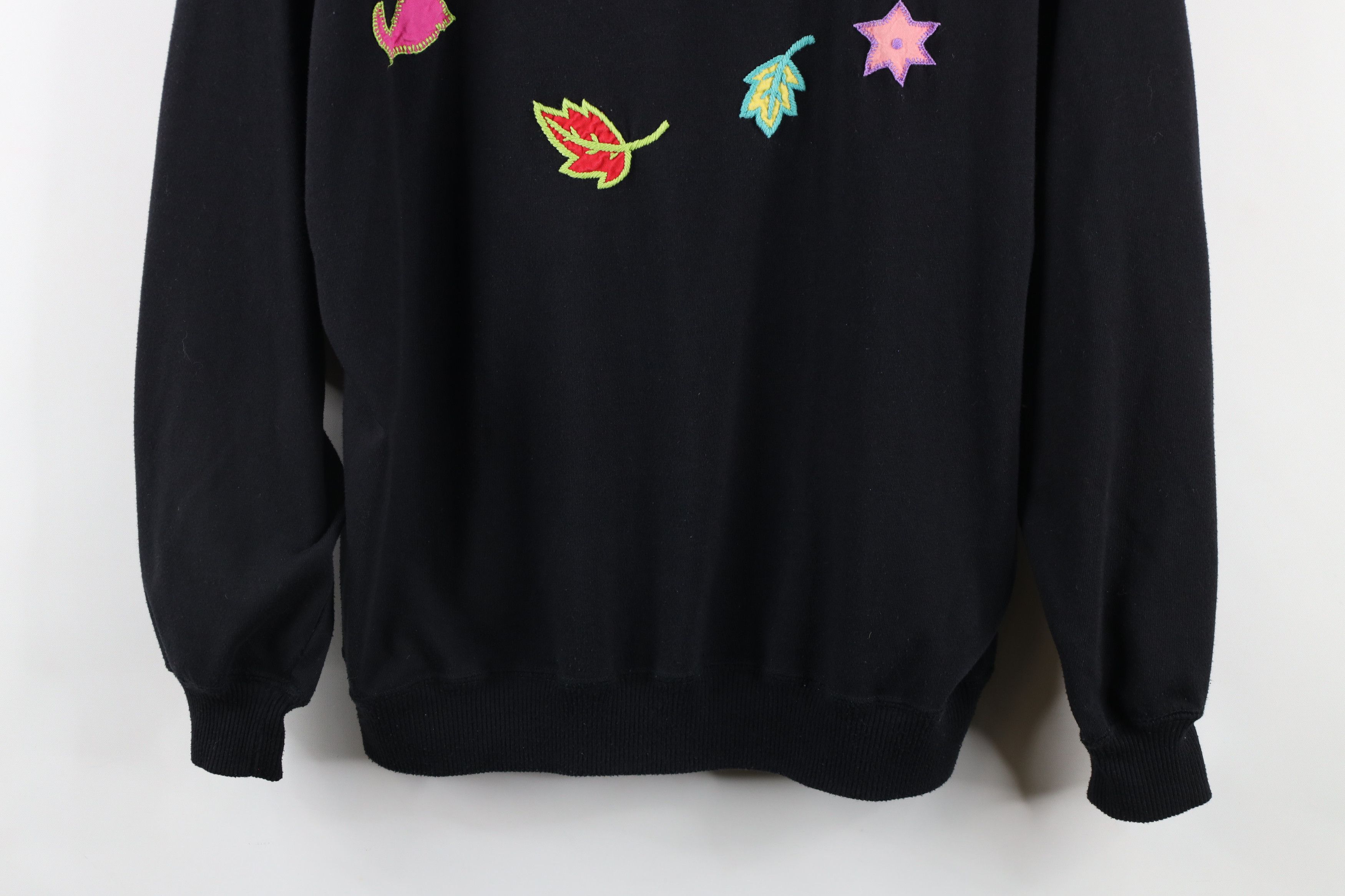 Vintage Vintage 90s Streetwear Nature Leaf Collared Sweatshirt Black Size M / US 6-8 / IT 42-44 - 3 Thumbnail