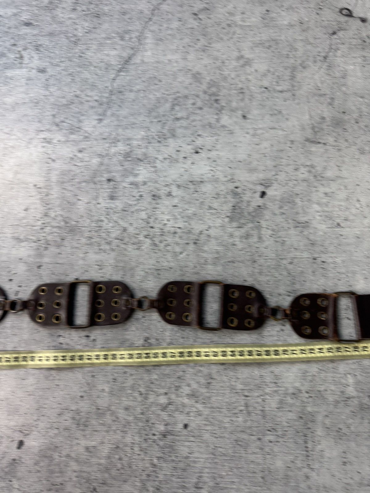 Genuine Leather Vintage Y2K Brown Leather Grommet Utility Belt Multi-Panel Size ONE SIZE - 5 Thumbnail