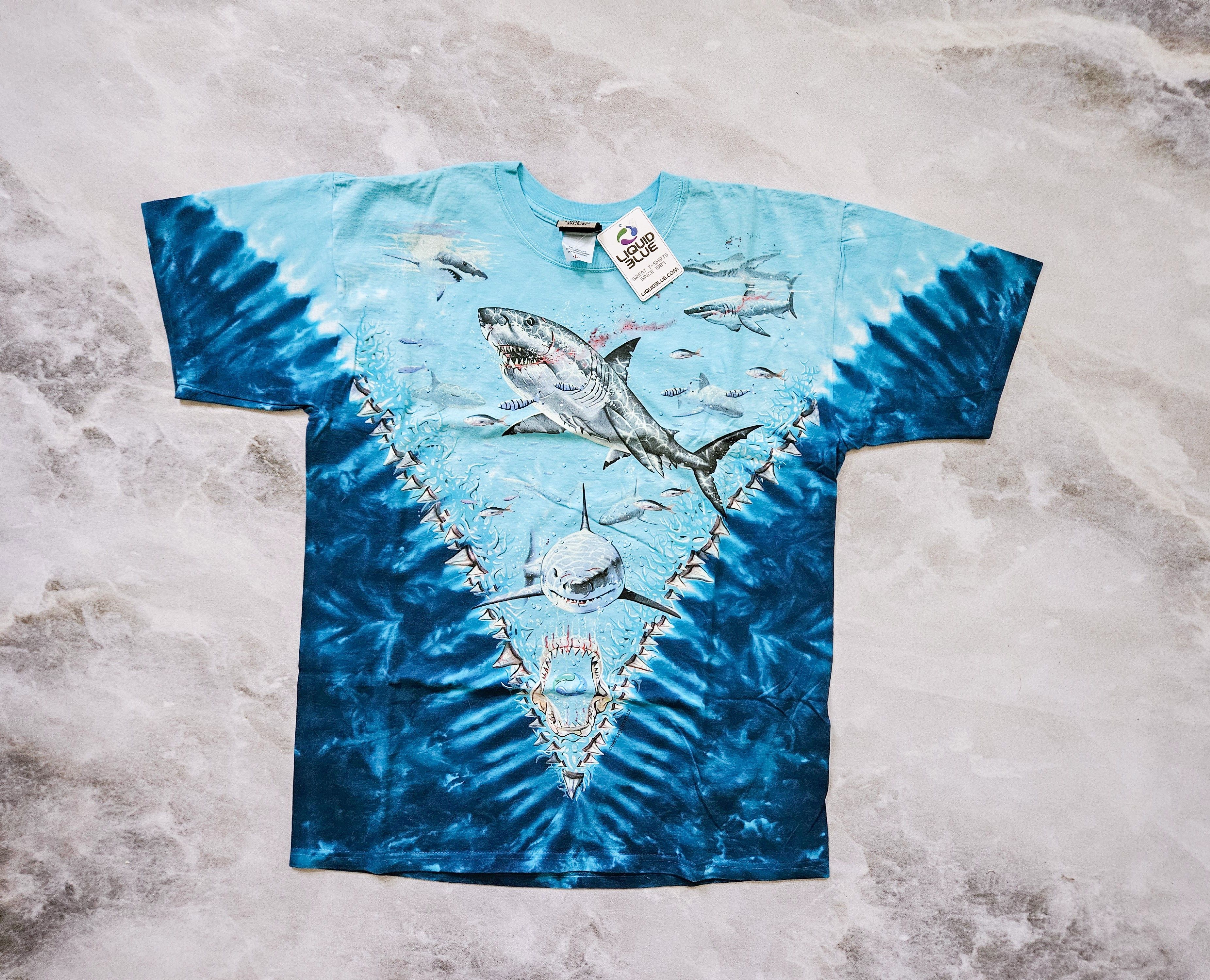 image of Liquid Blue Sharks Deadstock NWT T-Shirt L in Tie Dye, Men's (Size Large)