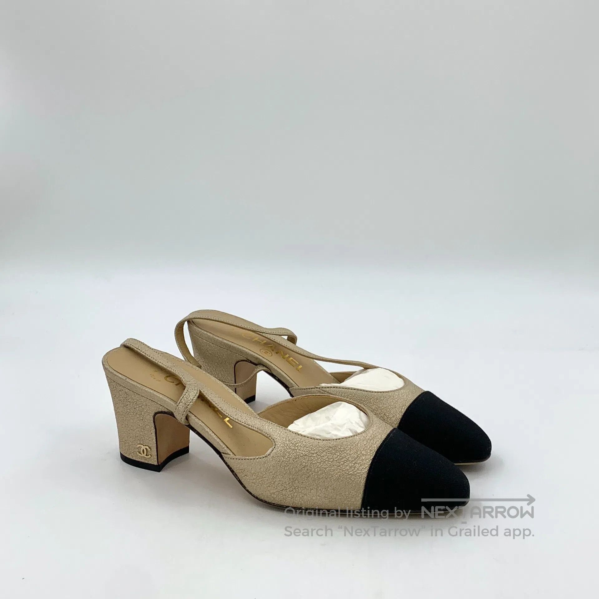 Chanel Chanel Color-Blocked Round Toe One-Strap Chunky Heel High Size US 5 / IT 35 - 2 Thumbnail