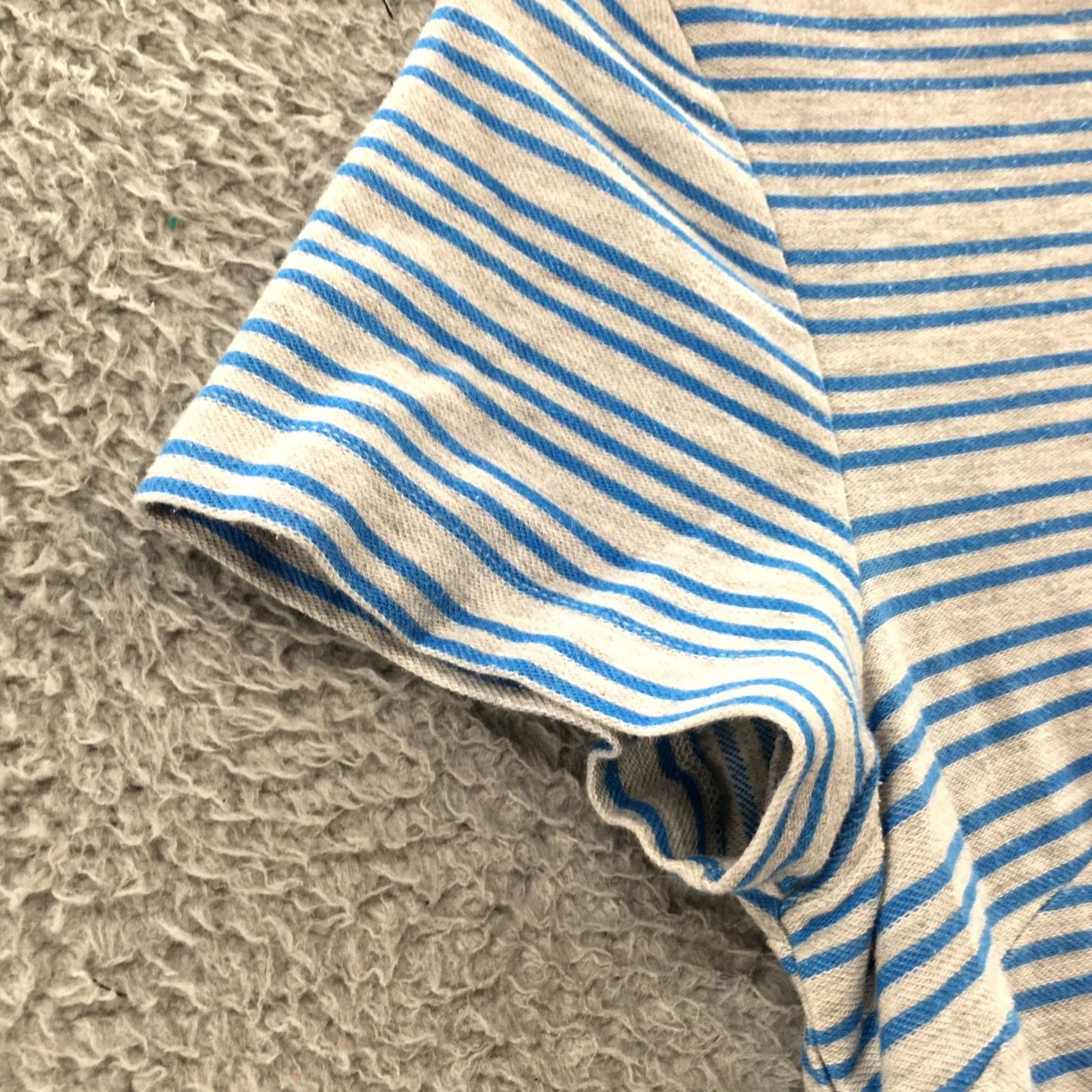 Banana Republic Banana Republic T-Shirt Womens Large Blue Gray Striped Short Sleeve Back Zipper Size L / US 10 / IT 46 - 4 Thumbnail