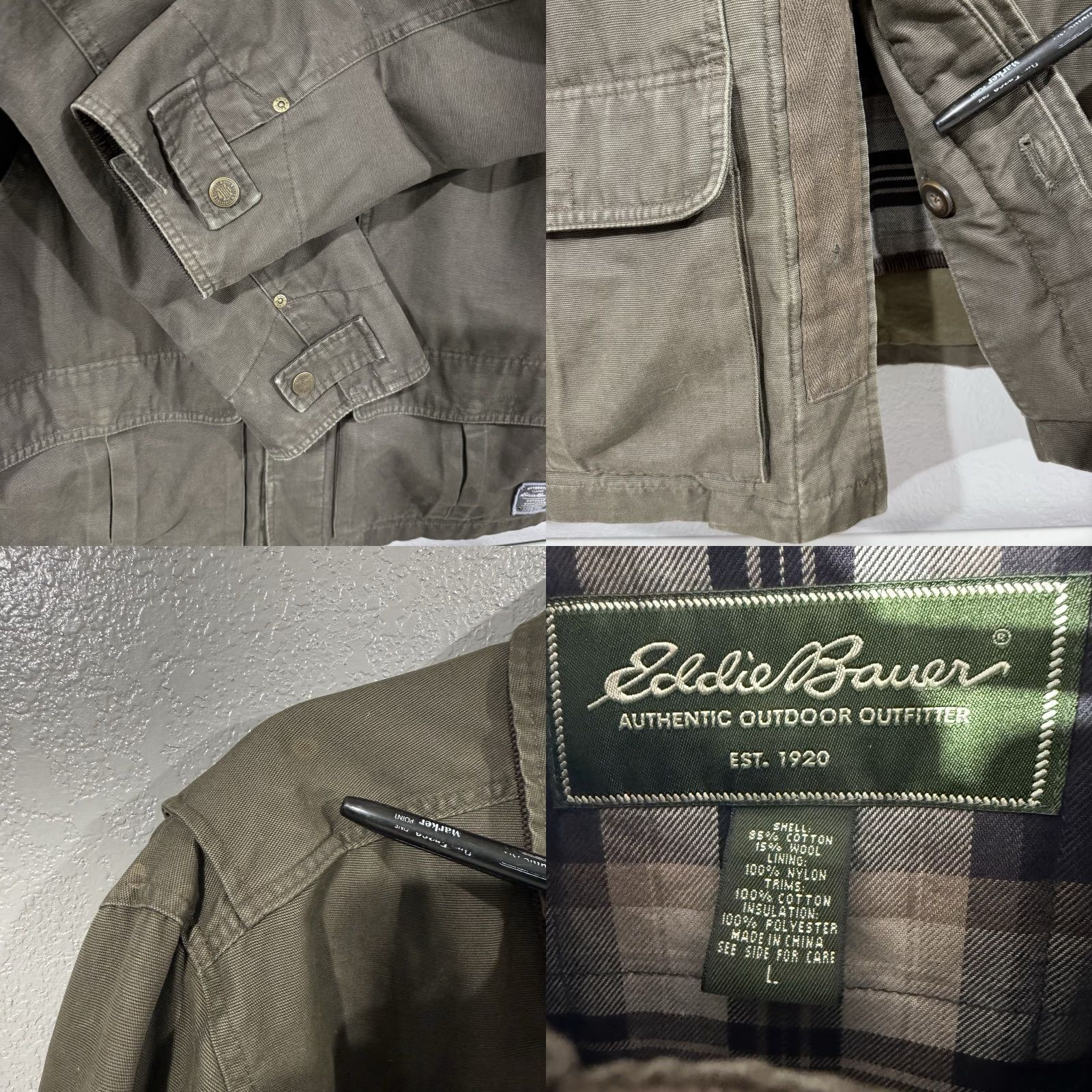 Eddie Bauer VINTAGE Eddie Bauer Barn Coat Lined Brown Plaid Button Up Mens Sz L Flaw Size US L / EU 52-54 / 3 - 8 Thumbnail