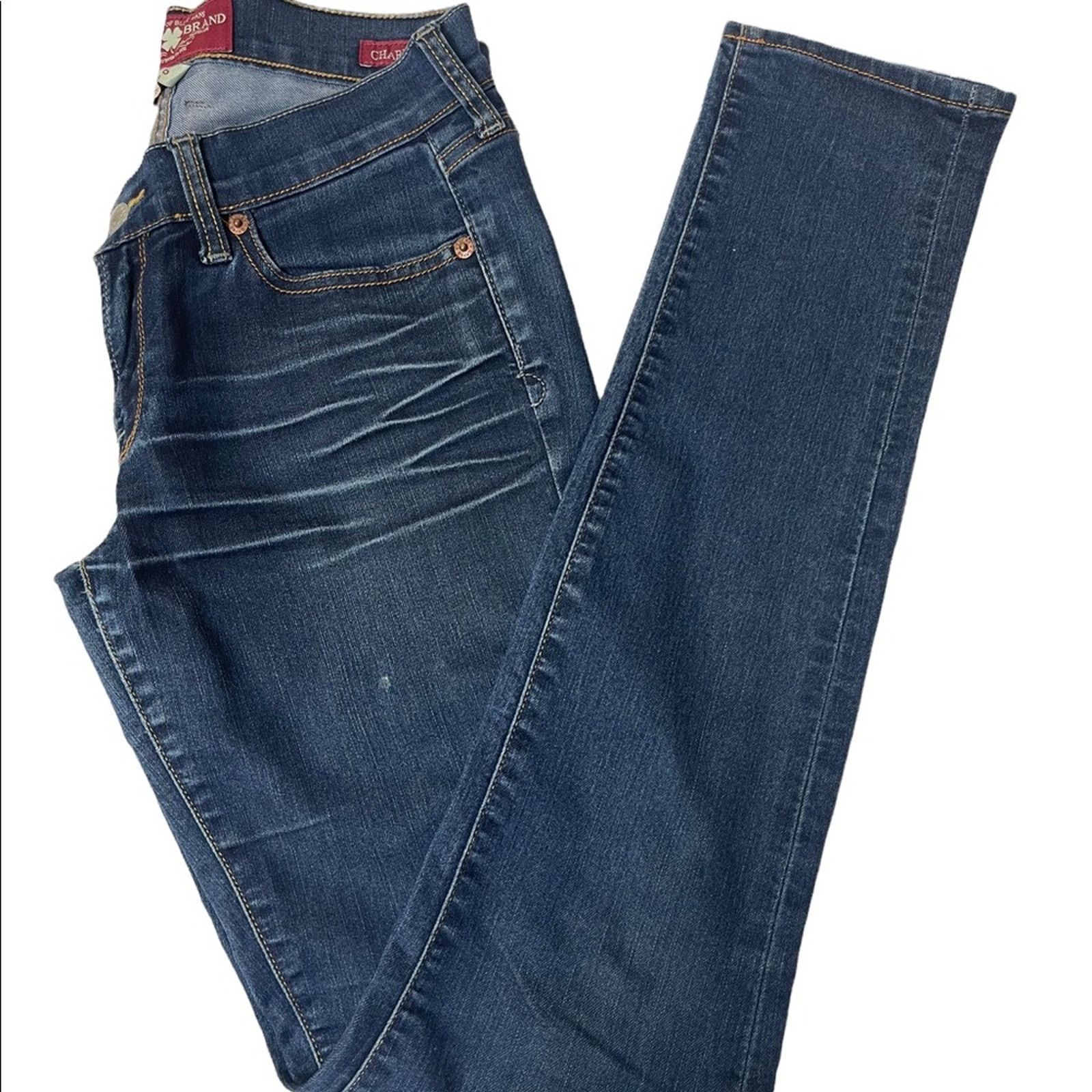 Lucky Brand Lucky Brand Charlie Skinny Distressed Medium Wash Denim Jean Size 26" / US 2 / IT 38 - 1 Thumbnail