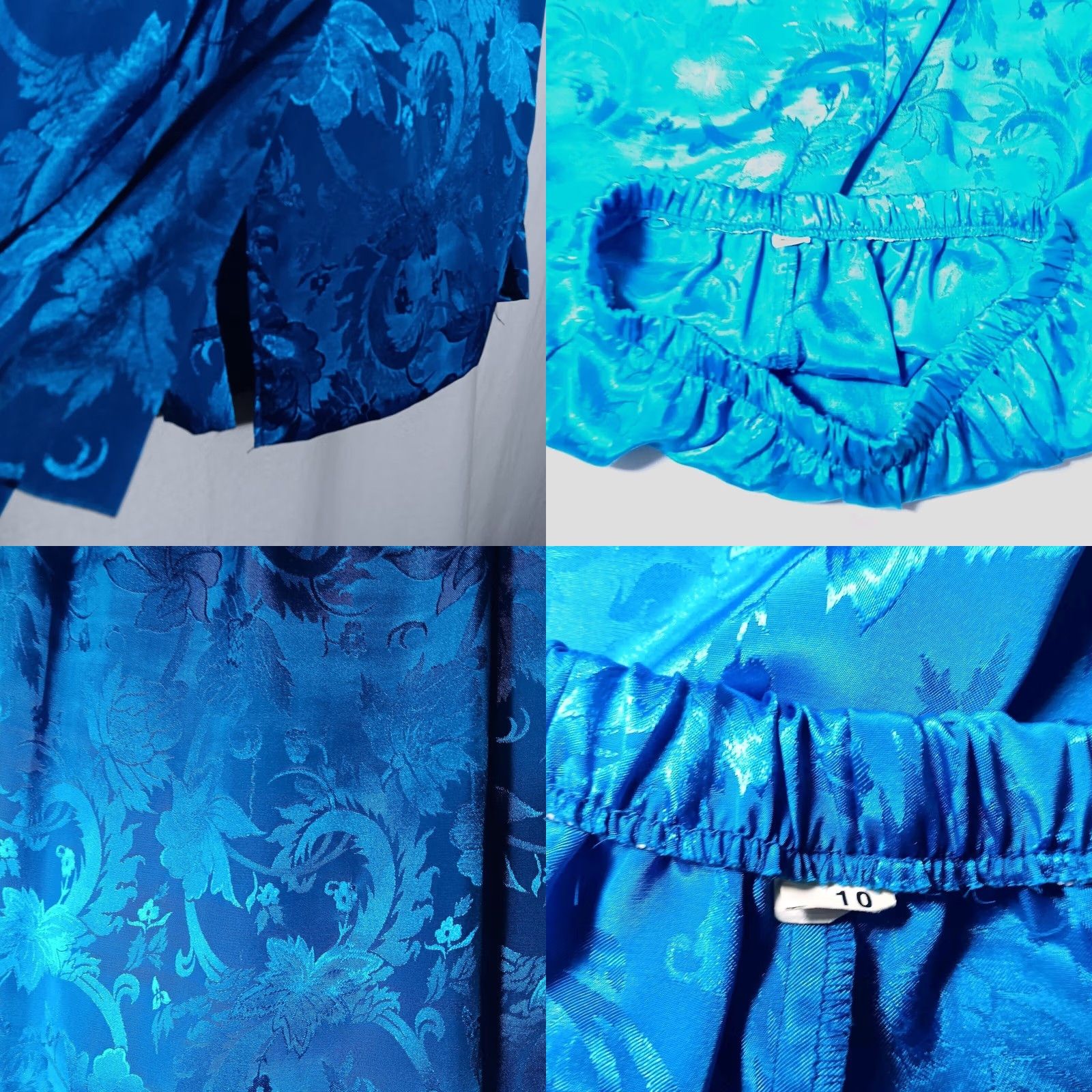 Vintage VINTAGE Lady Carol Of New York Skirt Shirt Set 10 Blue Gold Button Floral Shimm Size L / US 10 / IT 46 - 10 Thumbnail