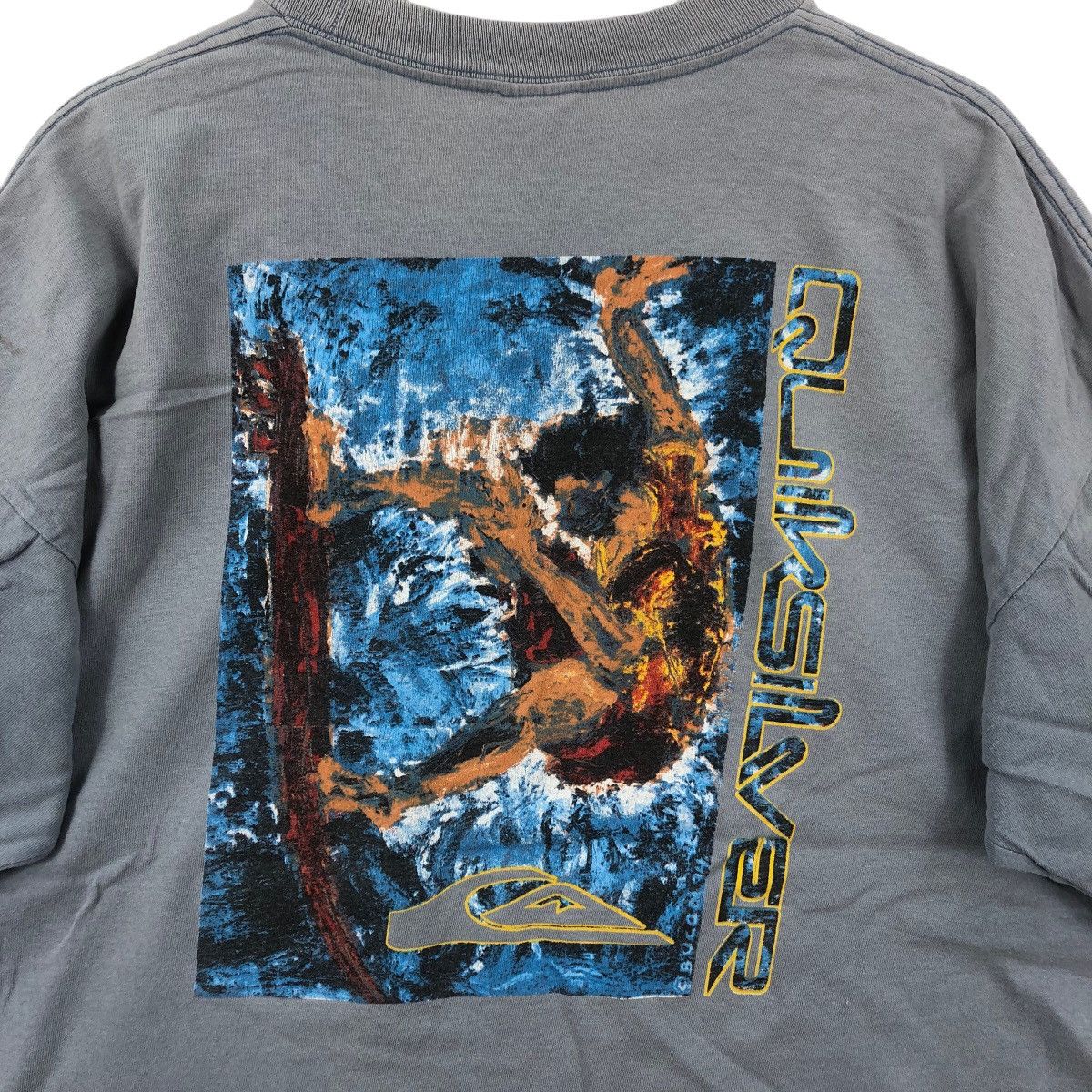 Quiksilver Vintage 90’ QUIKSILVER SURF Natural Sun Faded Trashed Tee Size US XL / EU 56 / 4 - 5 Thumbnail