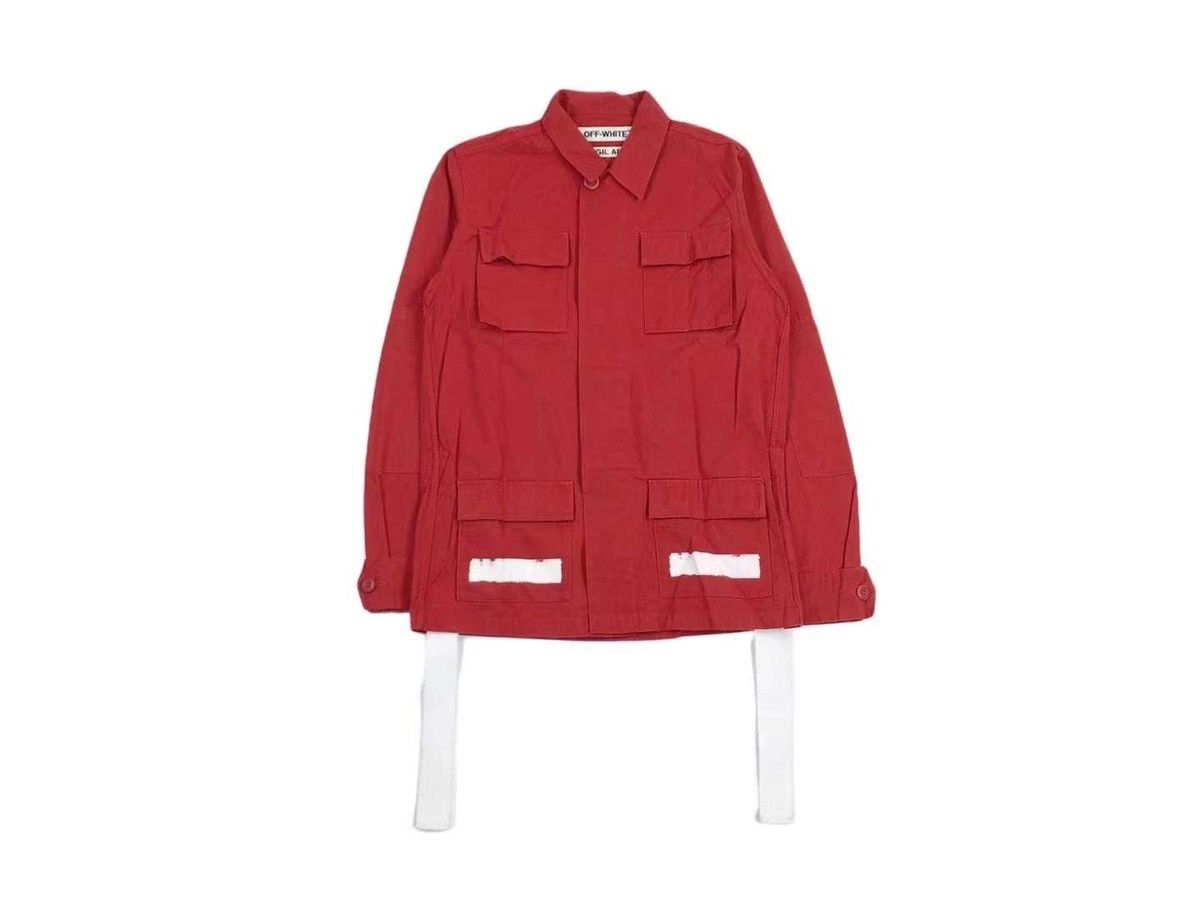 image of Off White 16Fw Oversized Painted Pockets Parka in Red, Men's (Size 2XS)
