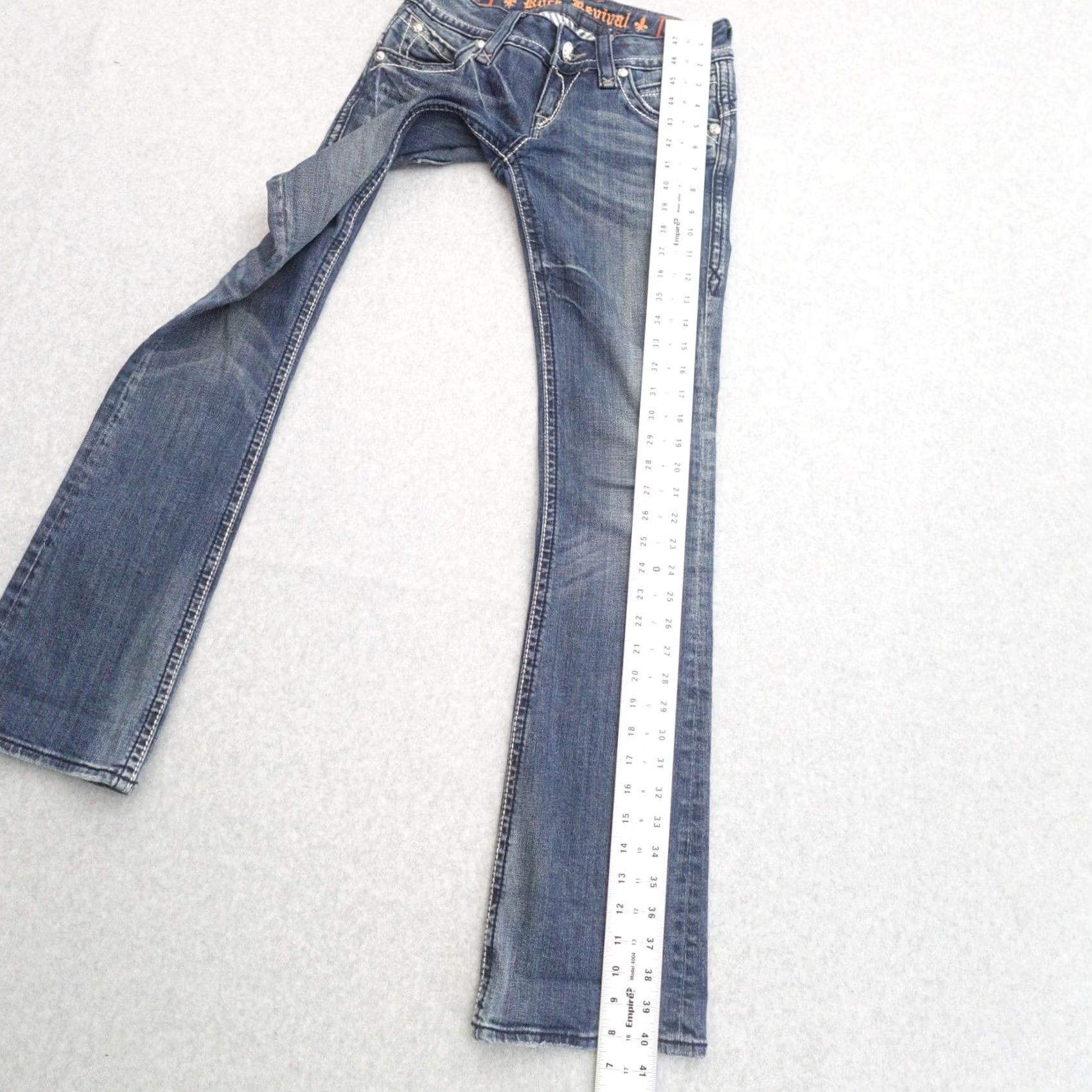 Vintage ROCK REVIVAL Stephanie Jeans Womens Size 26 Blue Denim Low Rise Boot Cut Size 26" / US 2 / IT 38 - 6 Thumbnail