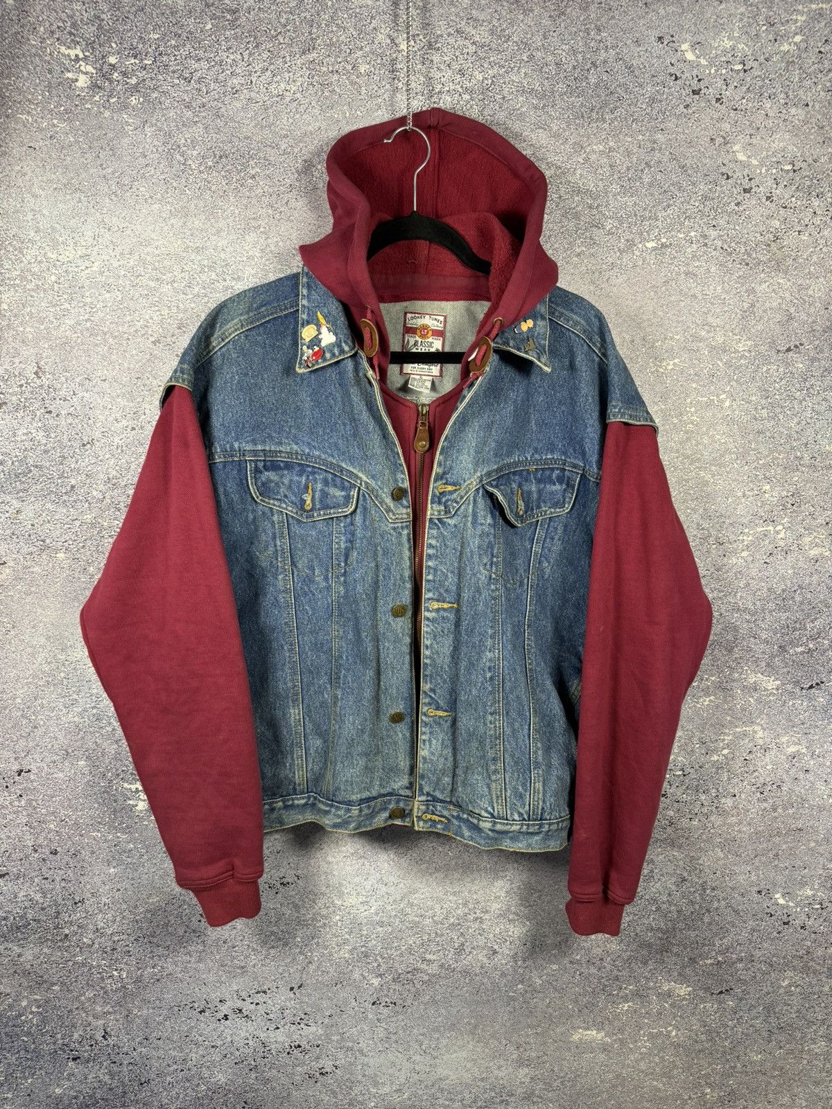 Vintage × Warner Bros All Folks Looney Tunes 1995 WB Hoodie Vest Jacket XL Denim Size US XL / EU 56 / 4 - 2 Thumbnail