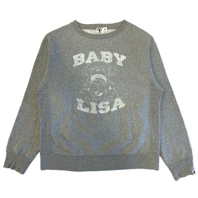 Image of Bape Baby Milo 2006 “Baby Lisa” Crewneck Sweatshirt in Grey, Men's (Size Small)