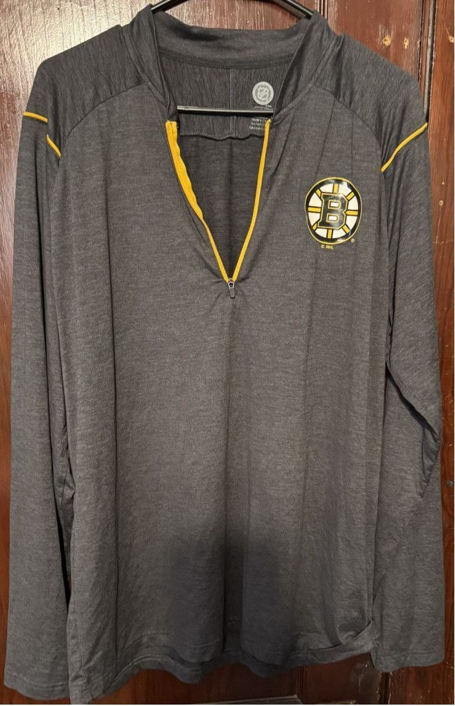 NHL Boston Bruins Long Sleeve 1/4 Zip Black Men's Sz L Size US L / EU 52-54 / 3 - 1 Thumbnail