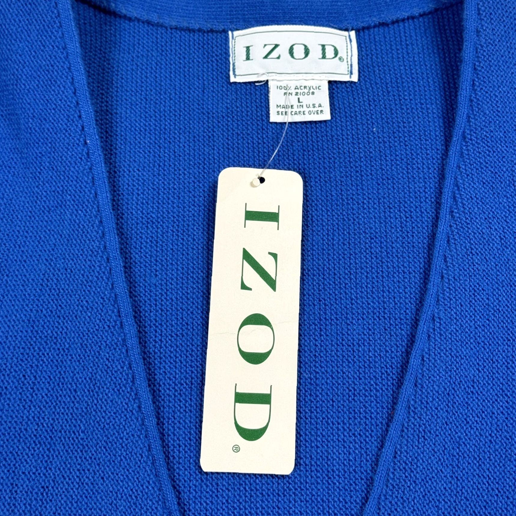 Izod VINTAGE IZOD Cardigan Sweater Large L Bright Blue Acrylic 90s USA Mens Size US L / EU 52-54 / 3 - 6 Thumbnail