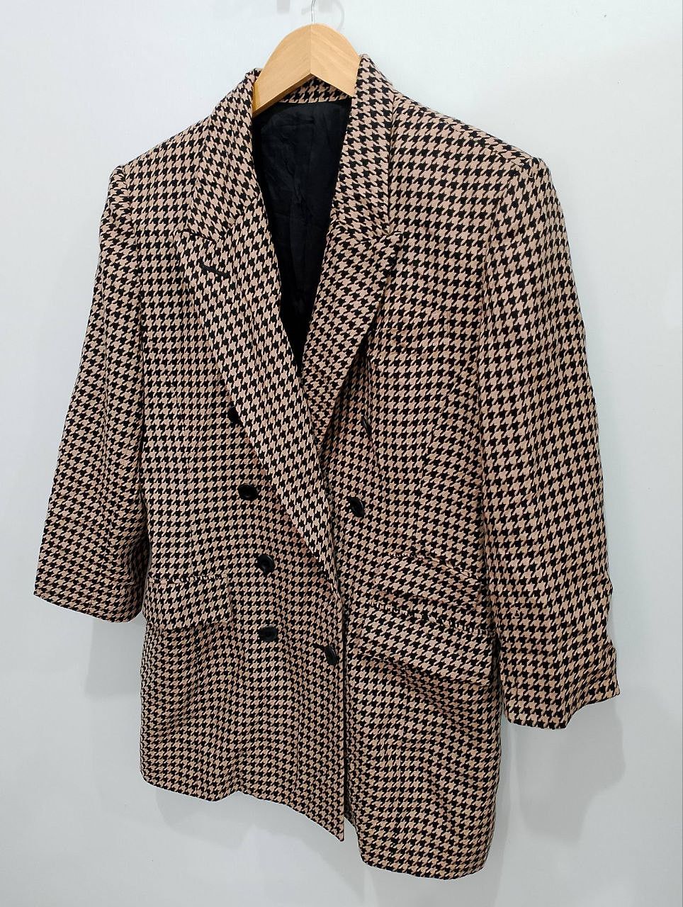 Japanese Brand CECILE QUELLE Europe Line Houndstooth Double Breasted Blazer Size L / US 10 / IT 46 - 3 Thumbnail