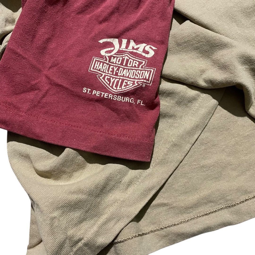 Harley Davidson Harley davidson vintage half button tan red sleeve tee Size US XL / EU 56 / 4 - 3 Thumbnail