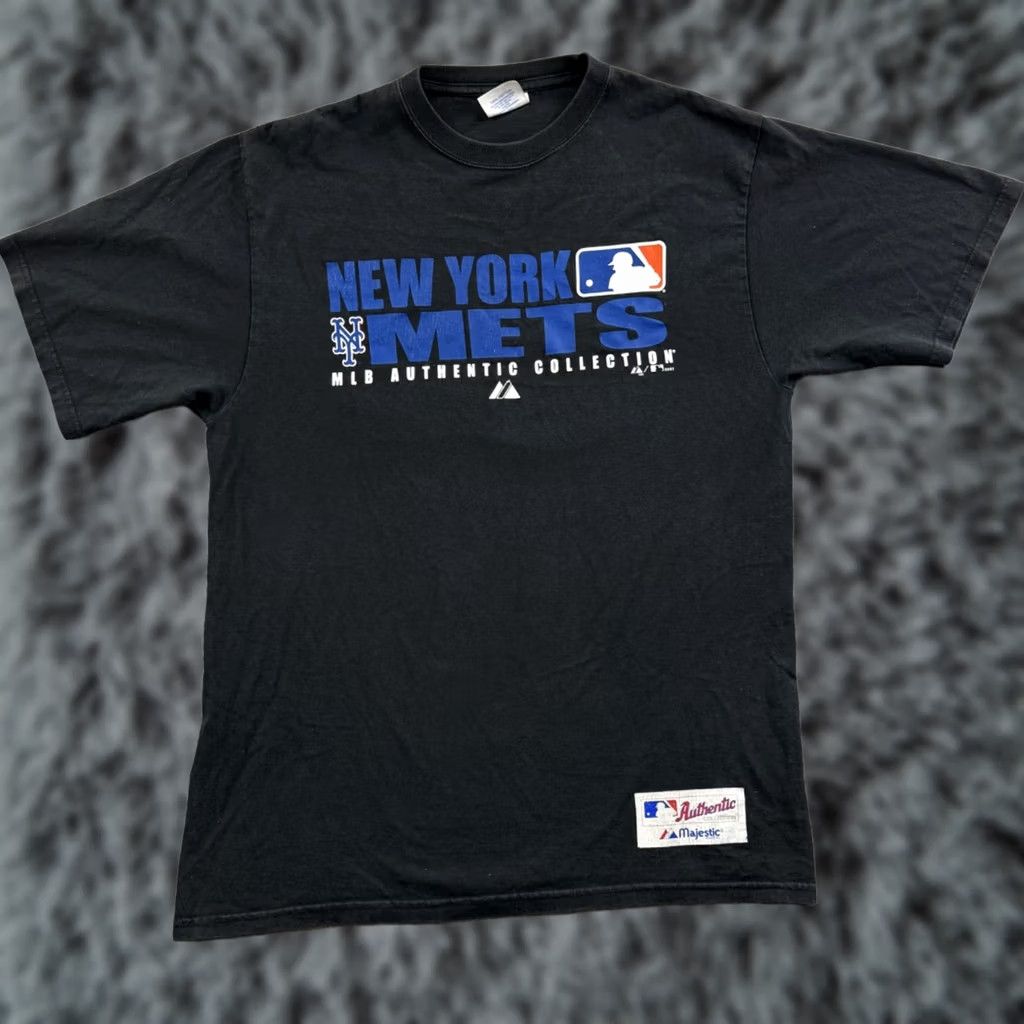 MLB VINTAGE Mets Shirt Majestic MLB Mens Medium Black Crew Neck Short Sleeve Baseball 2000s Sports AS-IS Size US L / EU 52-54 / 3 - 1 Thumbnail