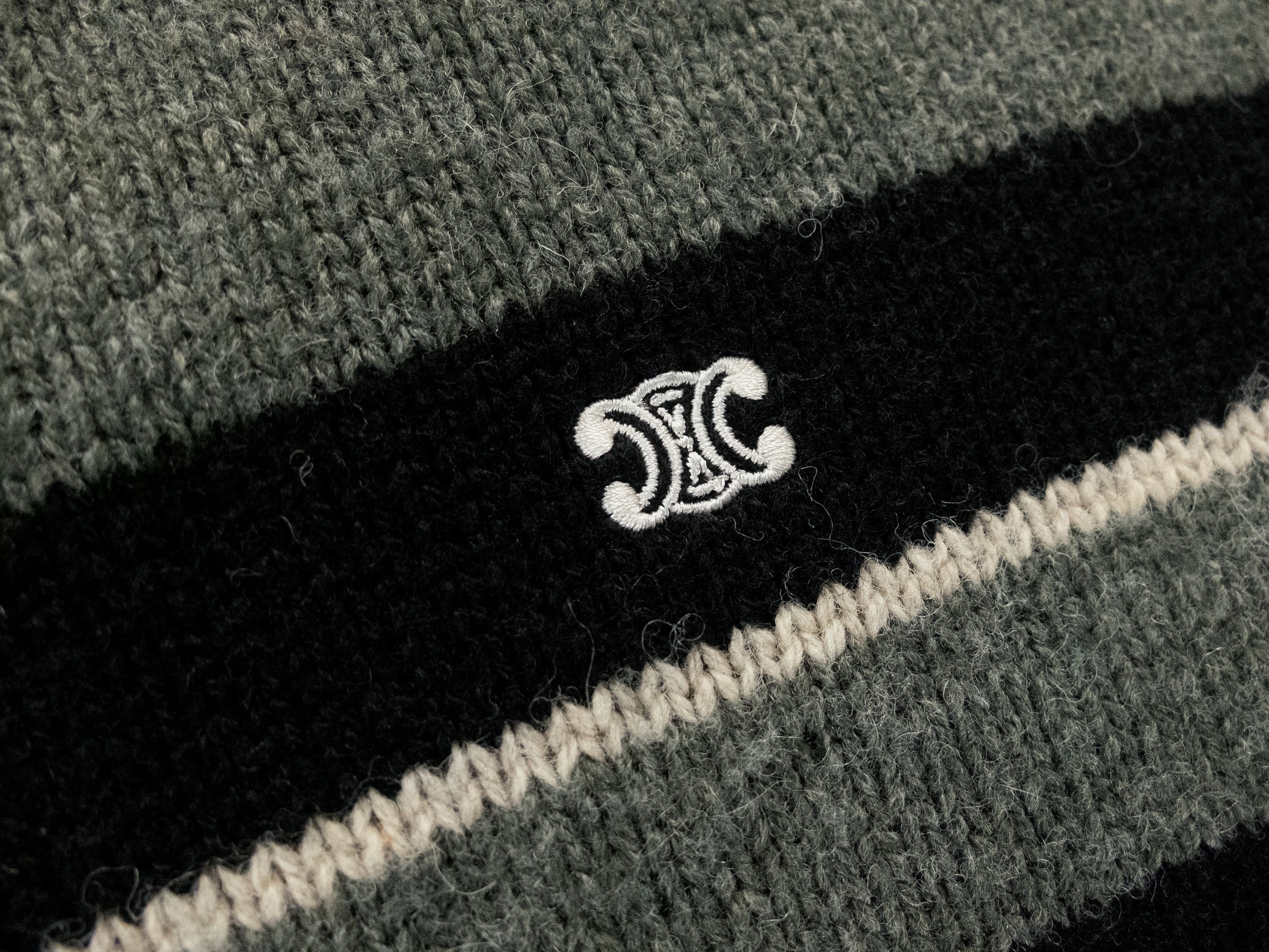 Celine CELINE Hedi Slimane logo embroidered striped wool sweater q Size US L / EU 52-54 / 3 - 6 Thumbnail