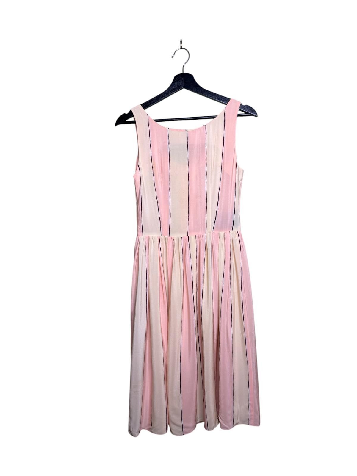 Prada Prada SS2010 Silk Stripe Dress Pink Cream Pleated IT40 Size S / US 4 / IT 40 - 1 Thumbnail