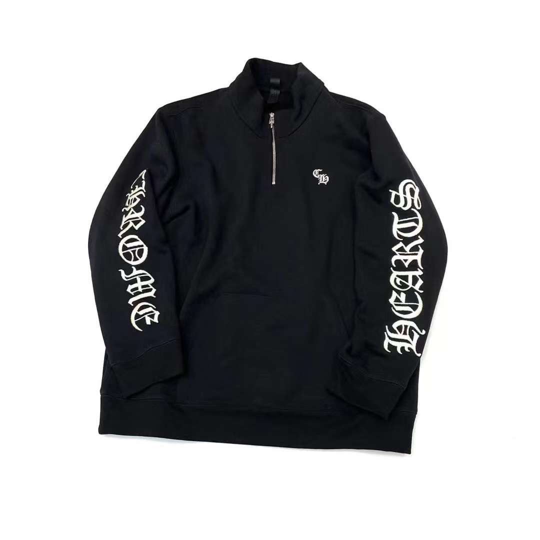 image of Chrome Hearts Slo Ride Embroidered Logo Half Zip Sweatshirt in Black, Men's (Size Large)