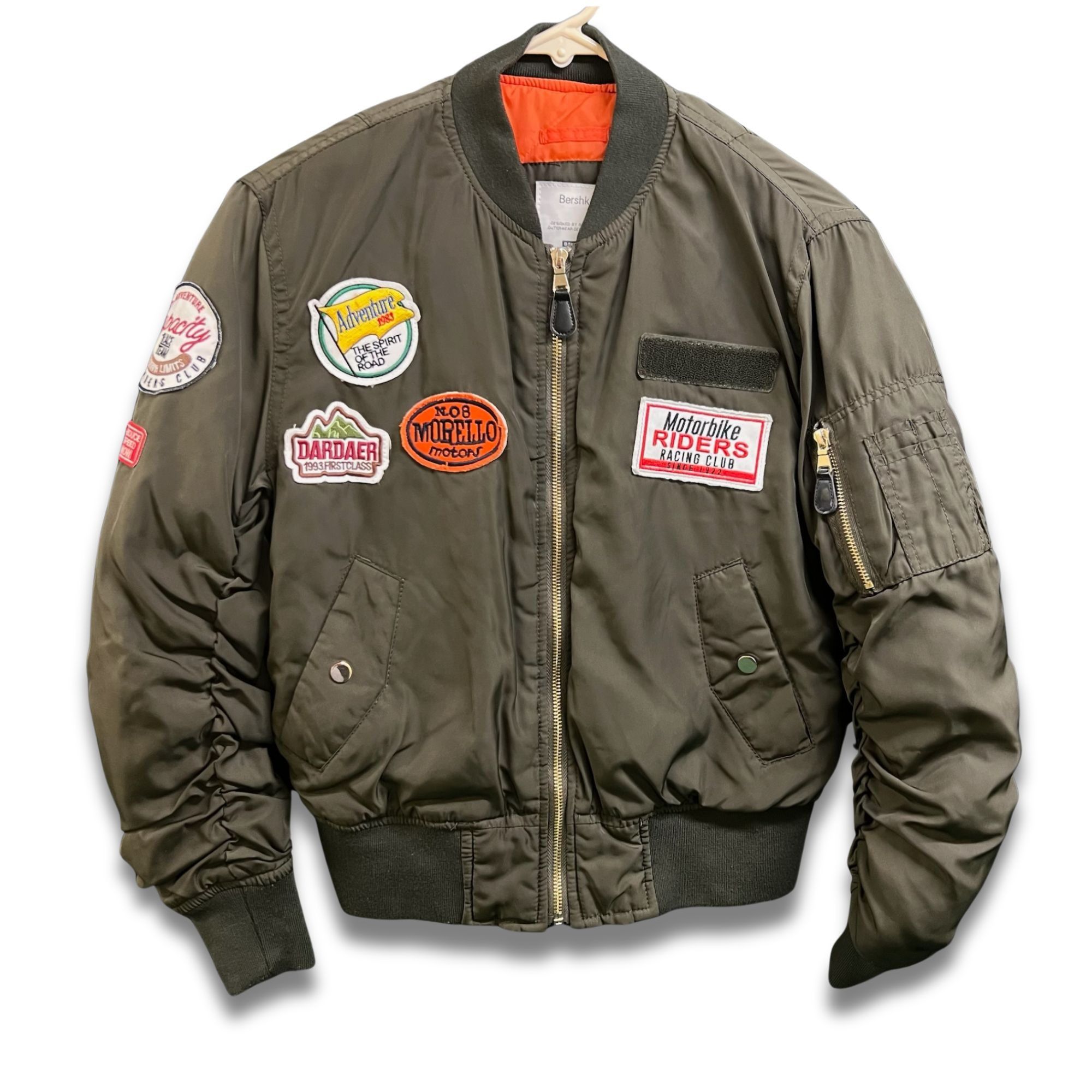 Bershka Dark Green Bershka Bomber Jacket W/ Adventure & Motorbike Ri Size US S / EU 44-46 / 1 - 2 Thumbnail