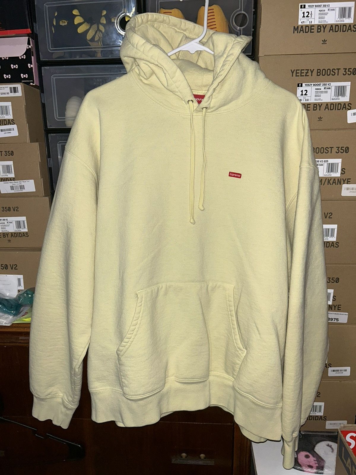 Supreme Supreme Small Box Logo Hooded Sweatshirt Light Yellow SS23XL Size US XL / EU 56 / 4 - 3 Thumbnail